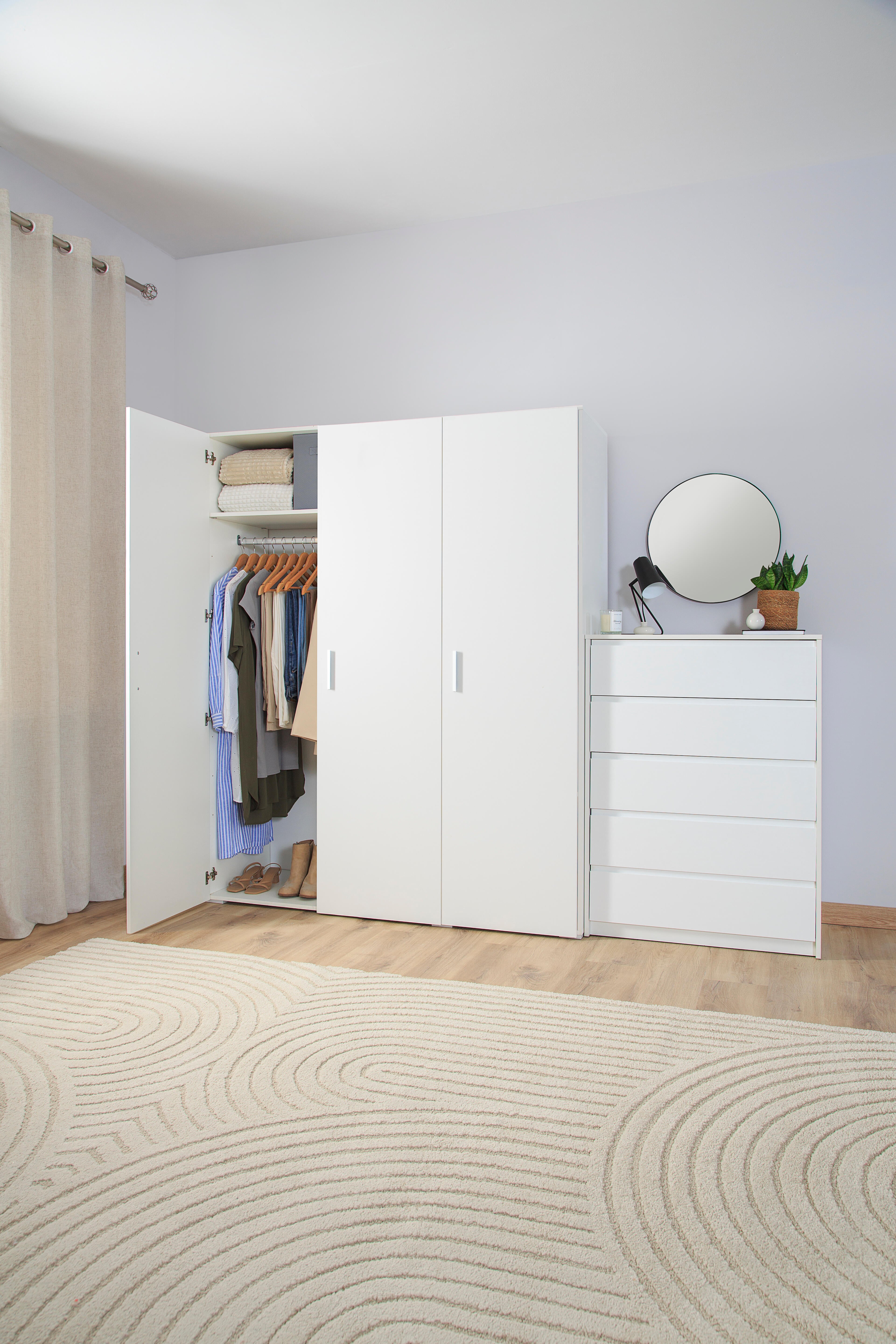 Roupeiro 3 portas de bater branco 155x53x191 cm One - 8