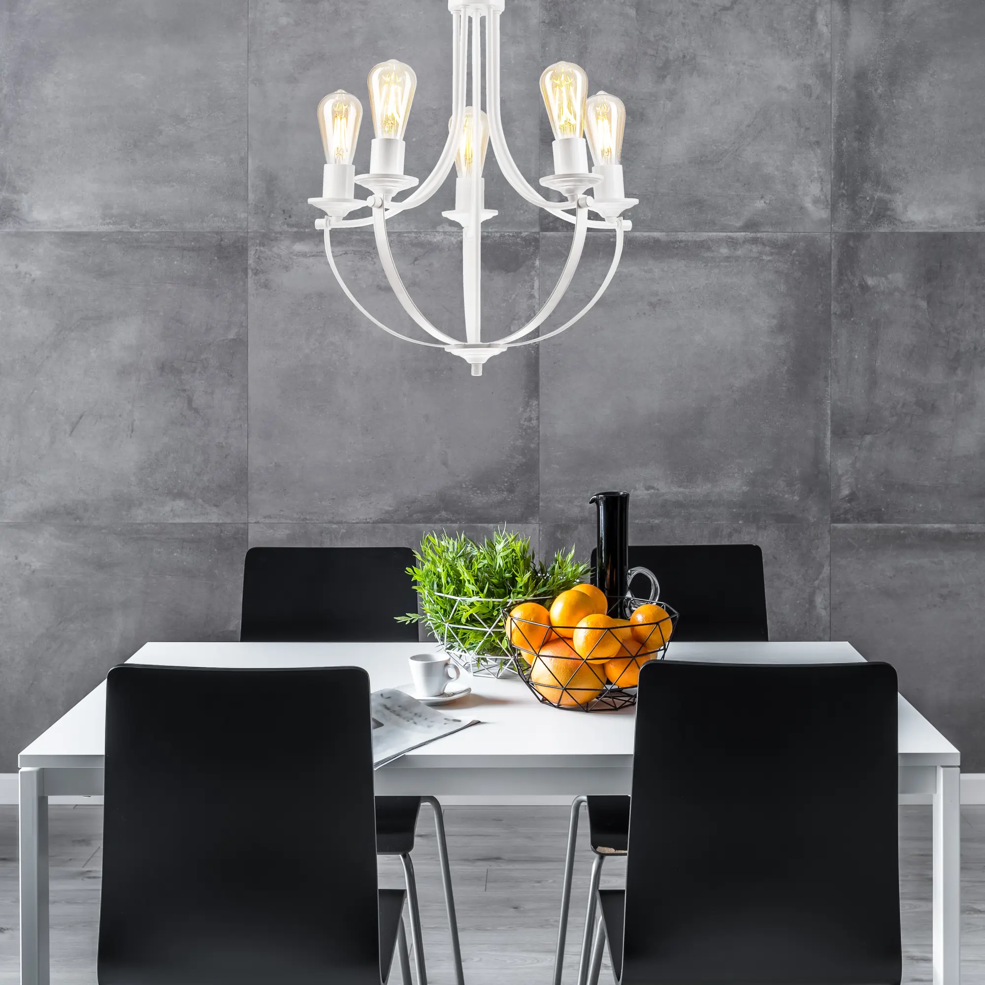 Lampa wisząca Gina biała 5 x E27 Lamkur - 2
