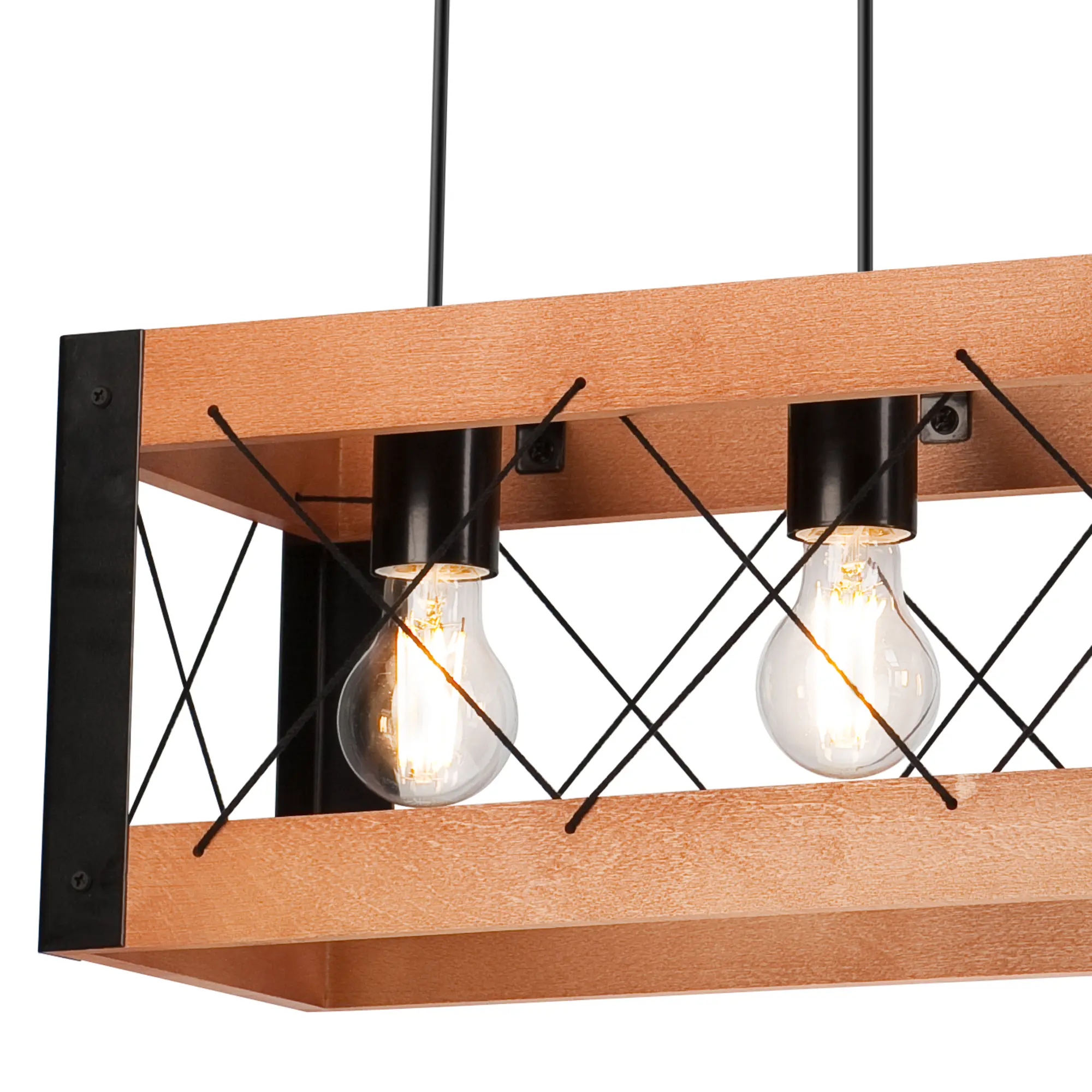 Lampa wisząca Frida czarna z rustykalnym drewnem 4 x E27 Lamkur - 7