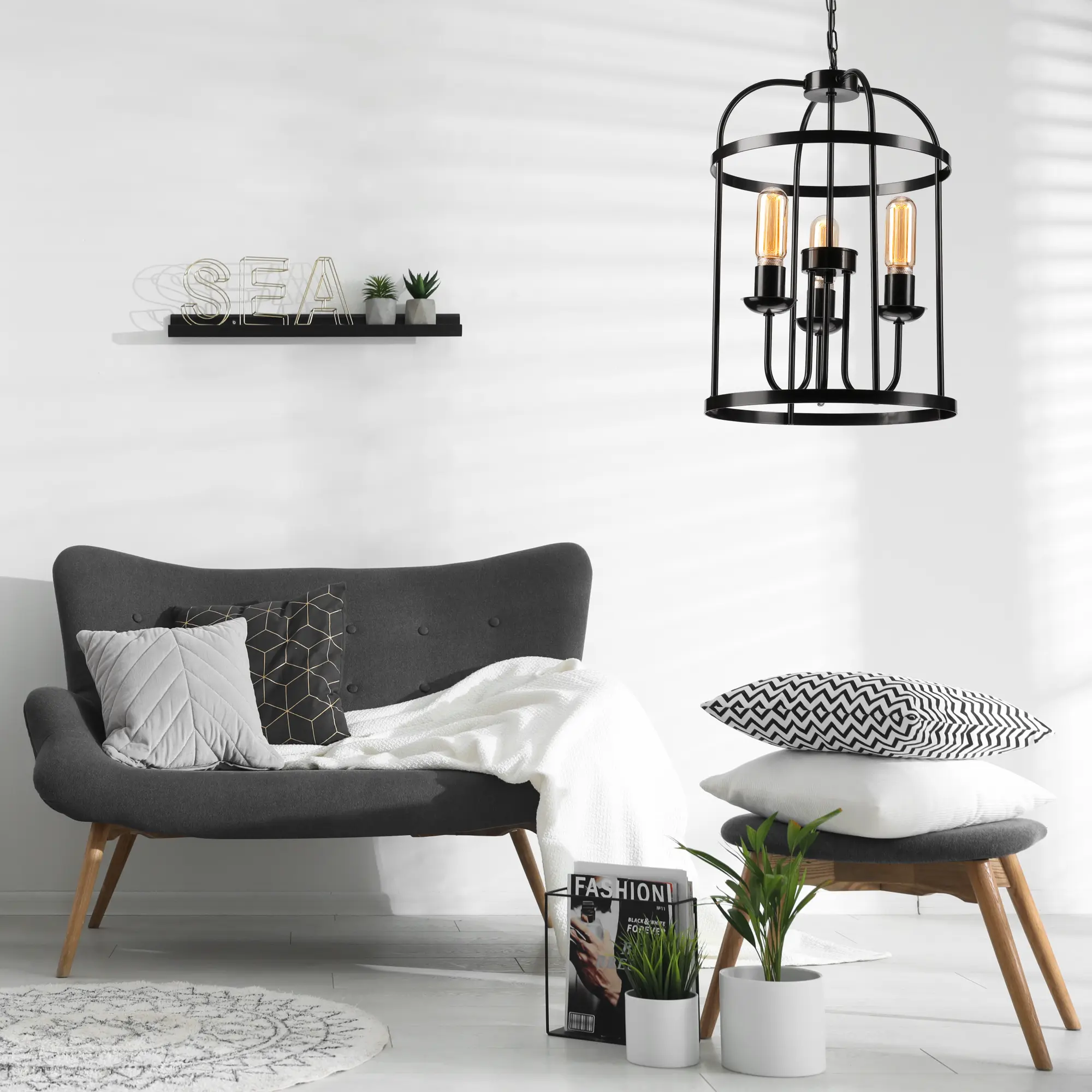 Lampa wisząca Constantine czarna 3 x E27 Lamkur - 3