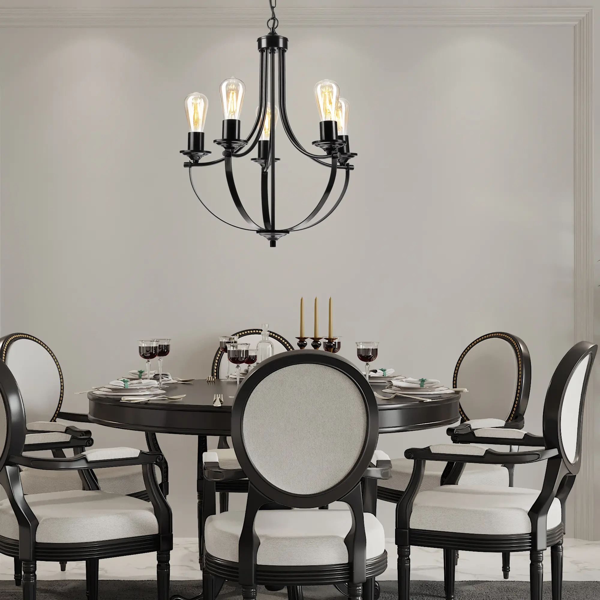 Lampa wisząca Gina czarna 5 x E27 Lamkur - 3