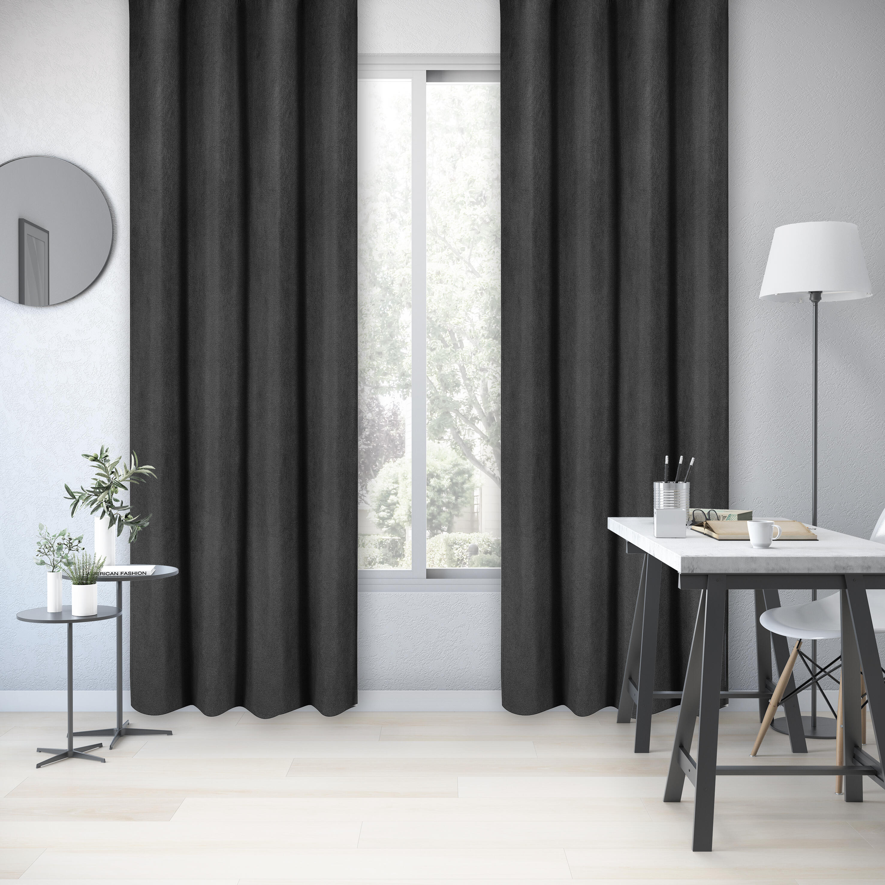 Zasłona termiczna Ragnar czarna 140 x 280 cm na przelotkach Inspire - 2