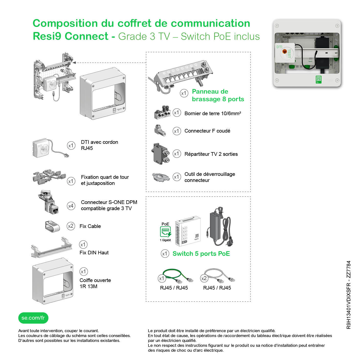 Coffret de communication 13 modules grade 3TV Resi9 Connect, SCHNEIDER ELECTRIC - 11