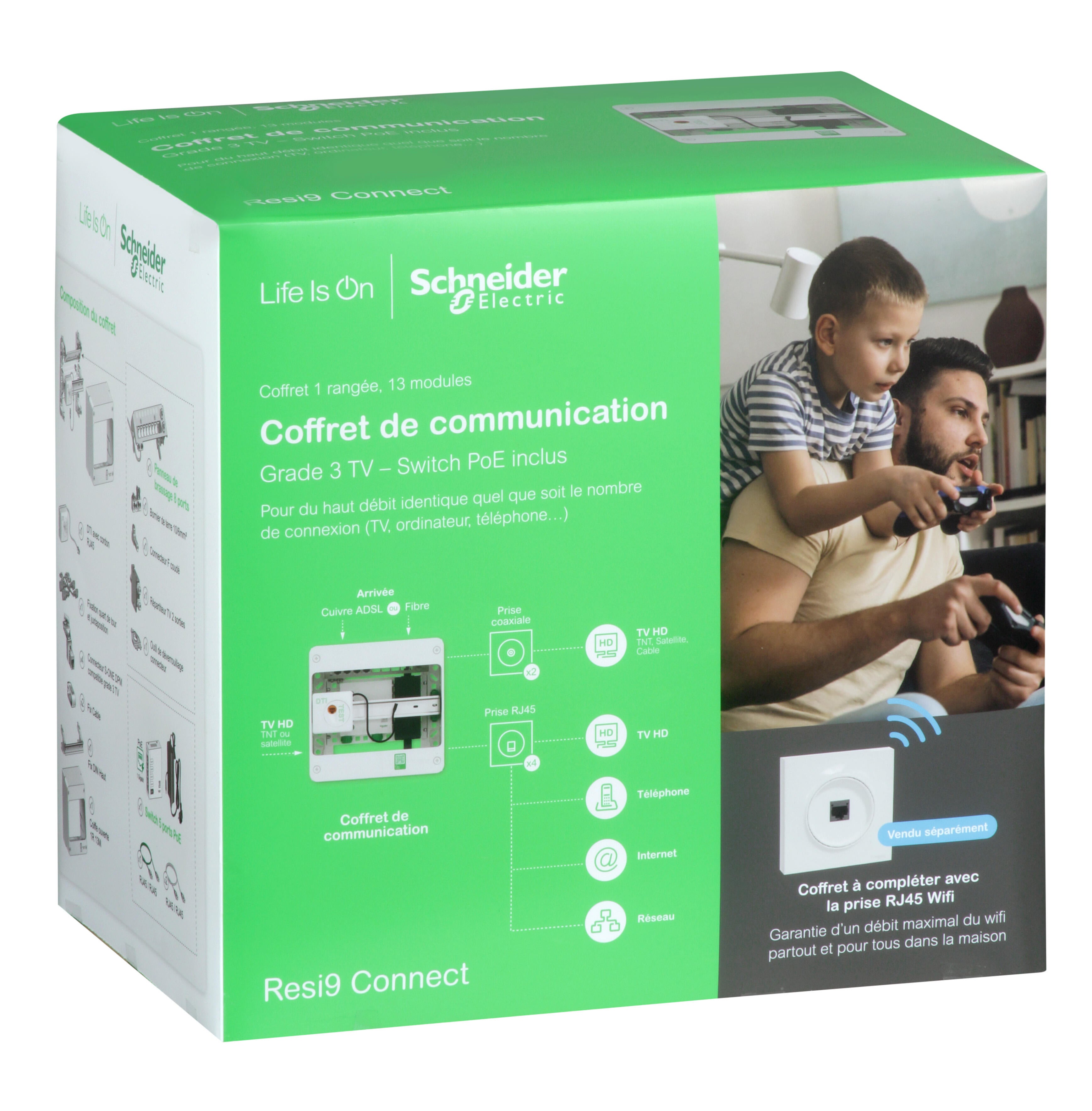 Coffret de communication 13 modules grade 3TV Resi9 Connect, SCHNEIDER ELECTRIC - 4