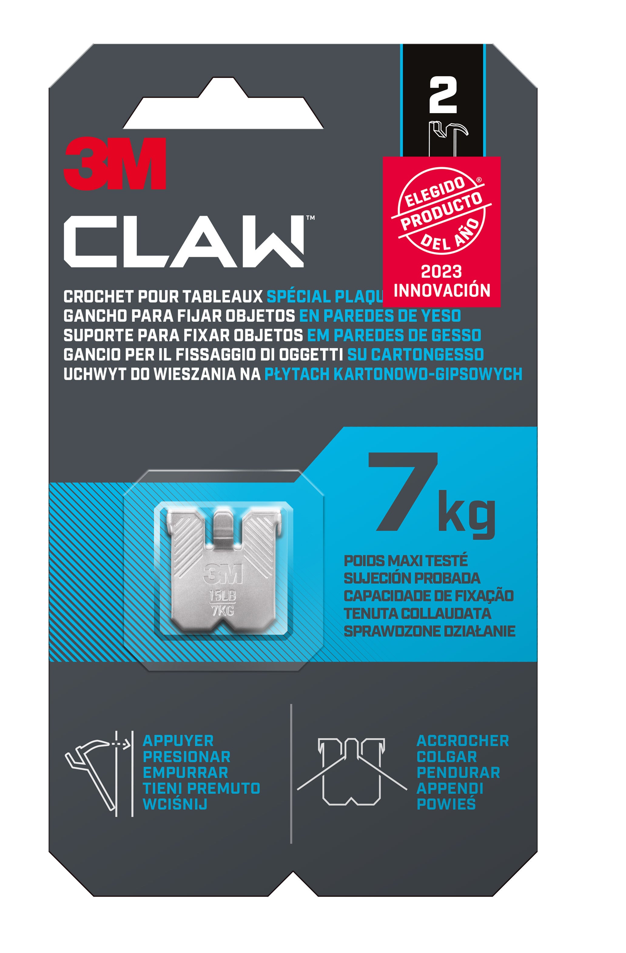 2 ganchos para cuadros 3m claw, 7kg de carga máxima