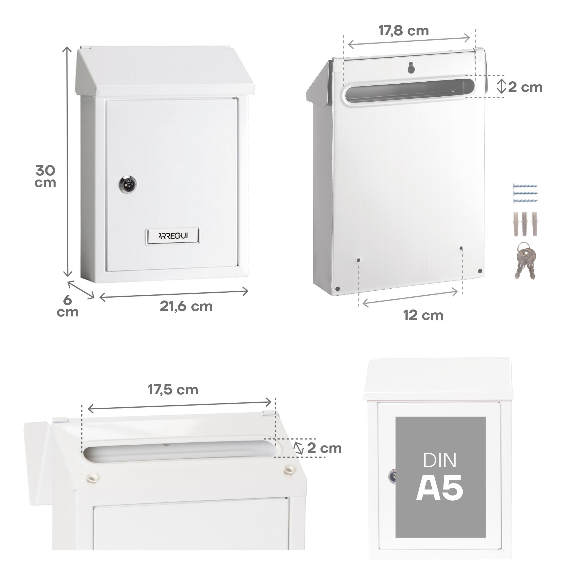 Caixa para documentos Arregui Smart aço branco 30x21.6x8cm - 6