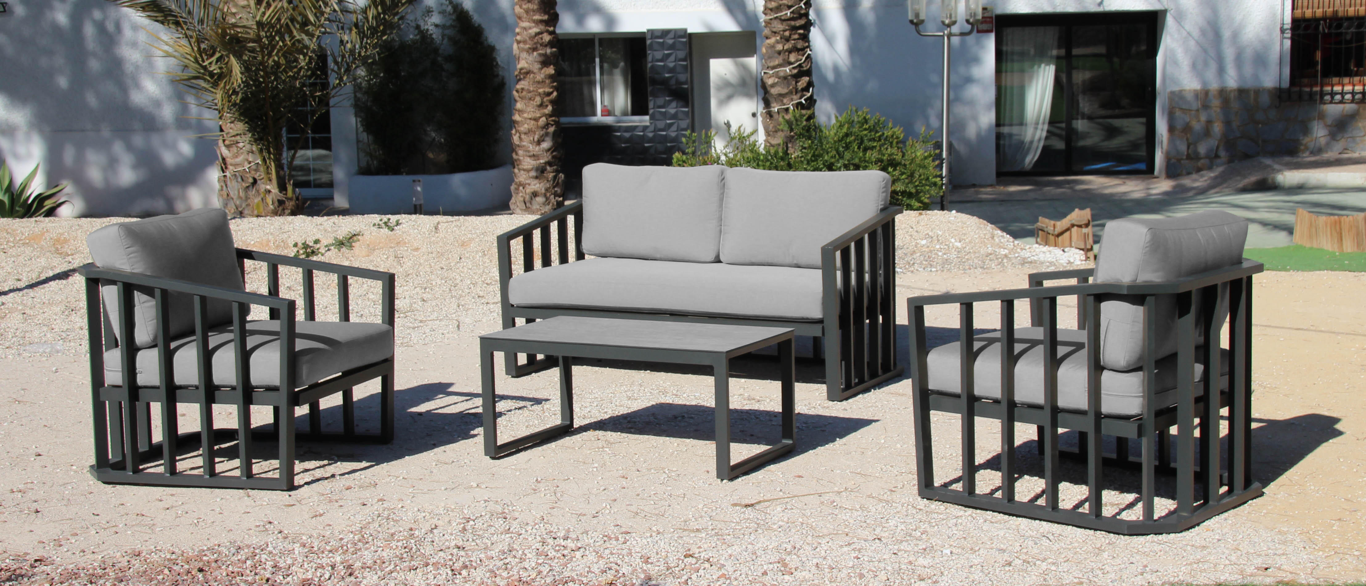 Conjunto de jardín conil antracita de 4 plazas