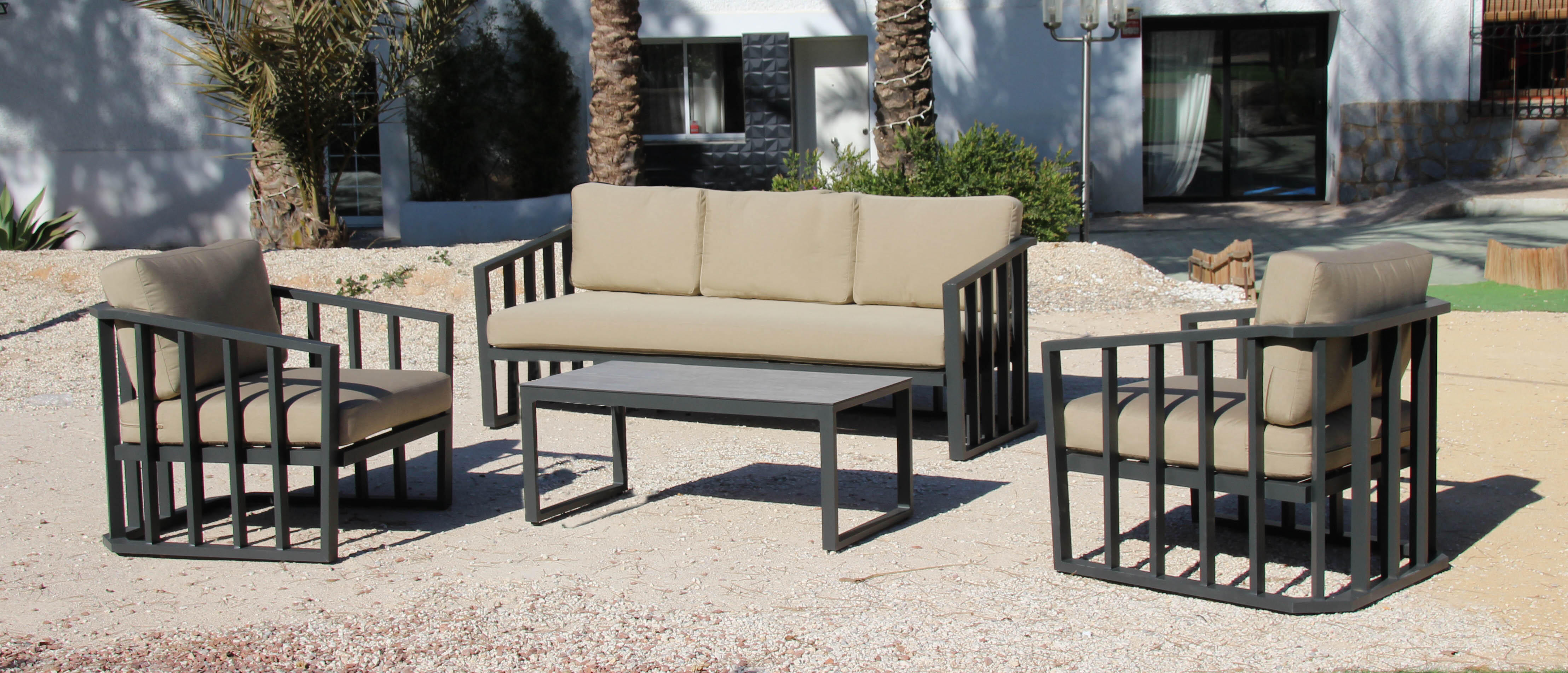 Conjunto de jardín conil antracita de 5 plazas
