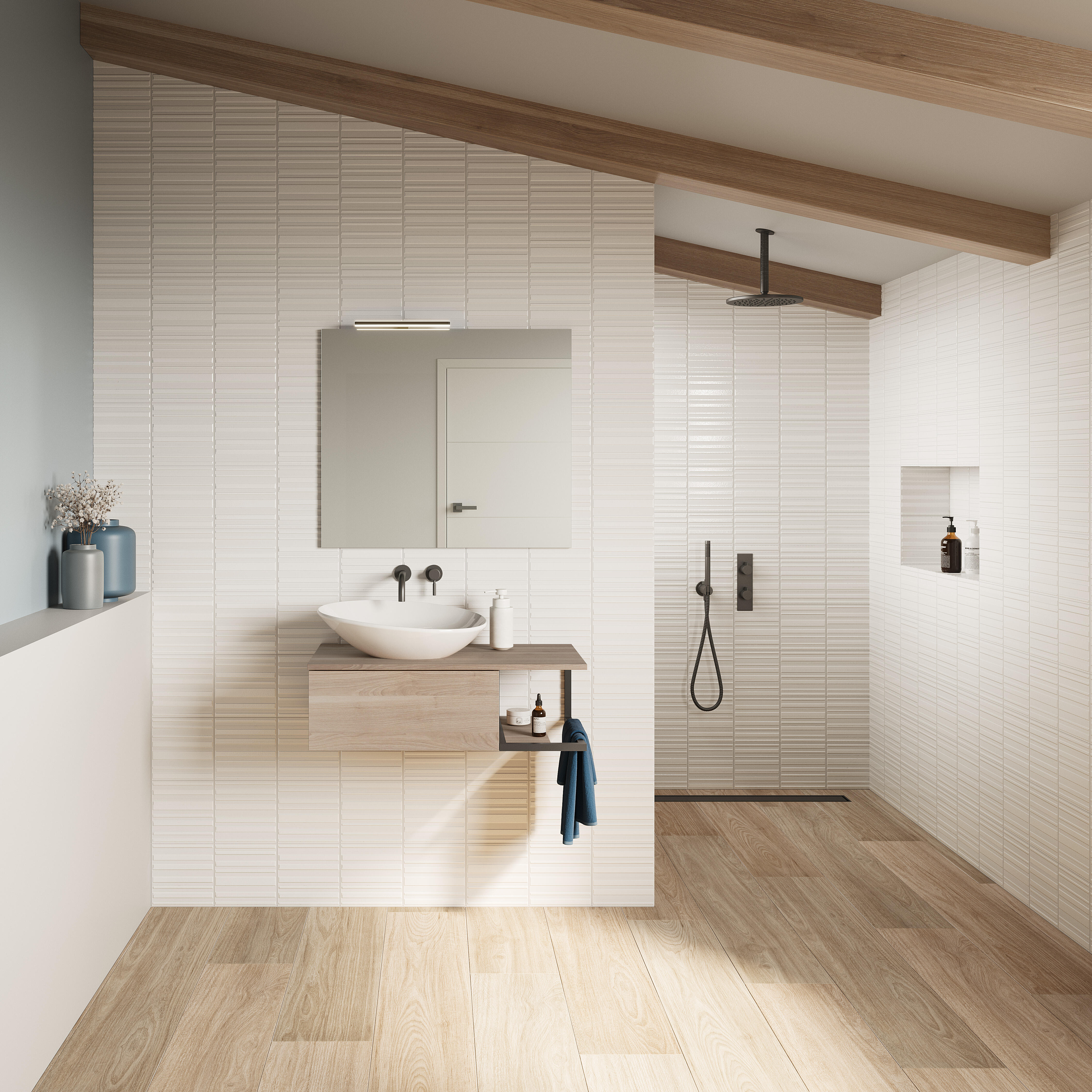 Mueble de baño con lavabo y espejo namo roble 80x46 cm