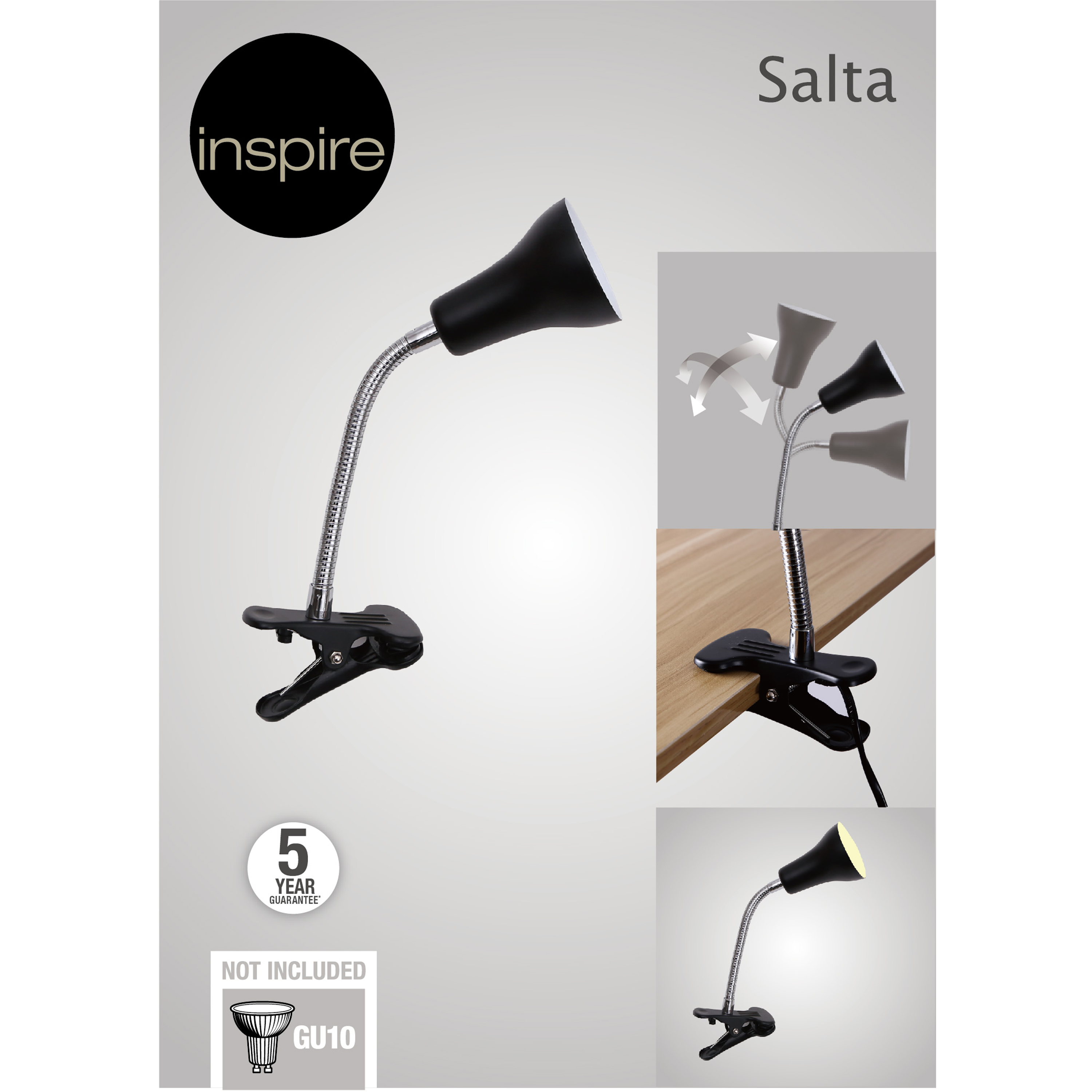 Candeeiro de secretária INSPIRE SALTA GU10 D34CM PRETO - 7