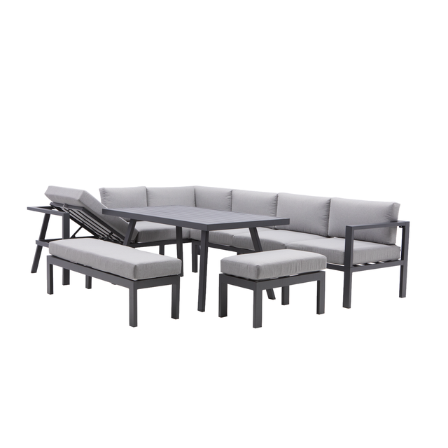 Conjunto refeição modular de canto em alumínio cinzento escuro Naterial Naxos II