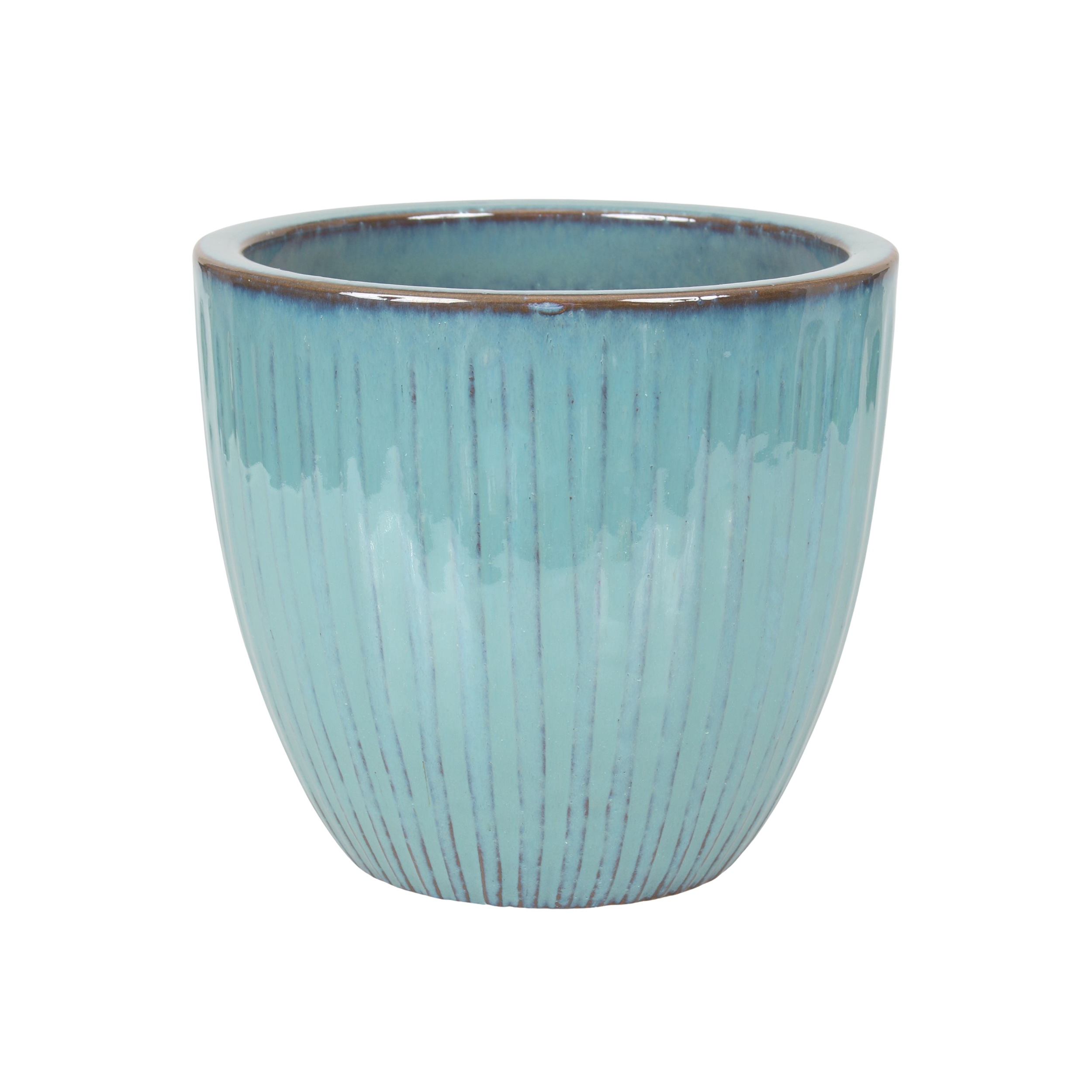 Donica szkliwiona 4377 śr.22.5cm jasna niebieska Cermax