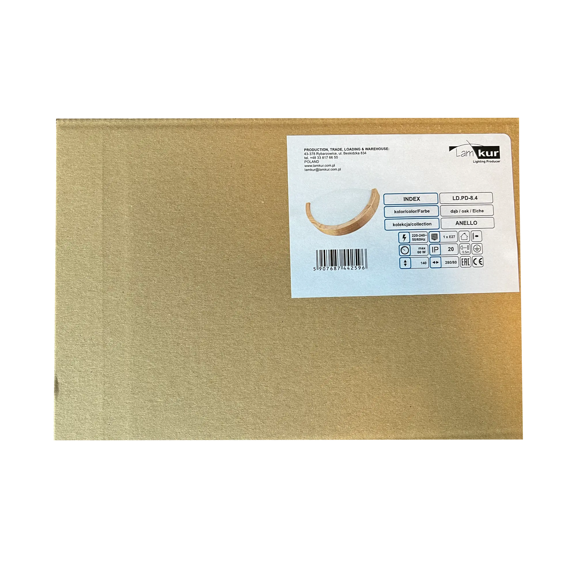 Kinkiet Anello Wall dąb E27 Lamkur - 6