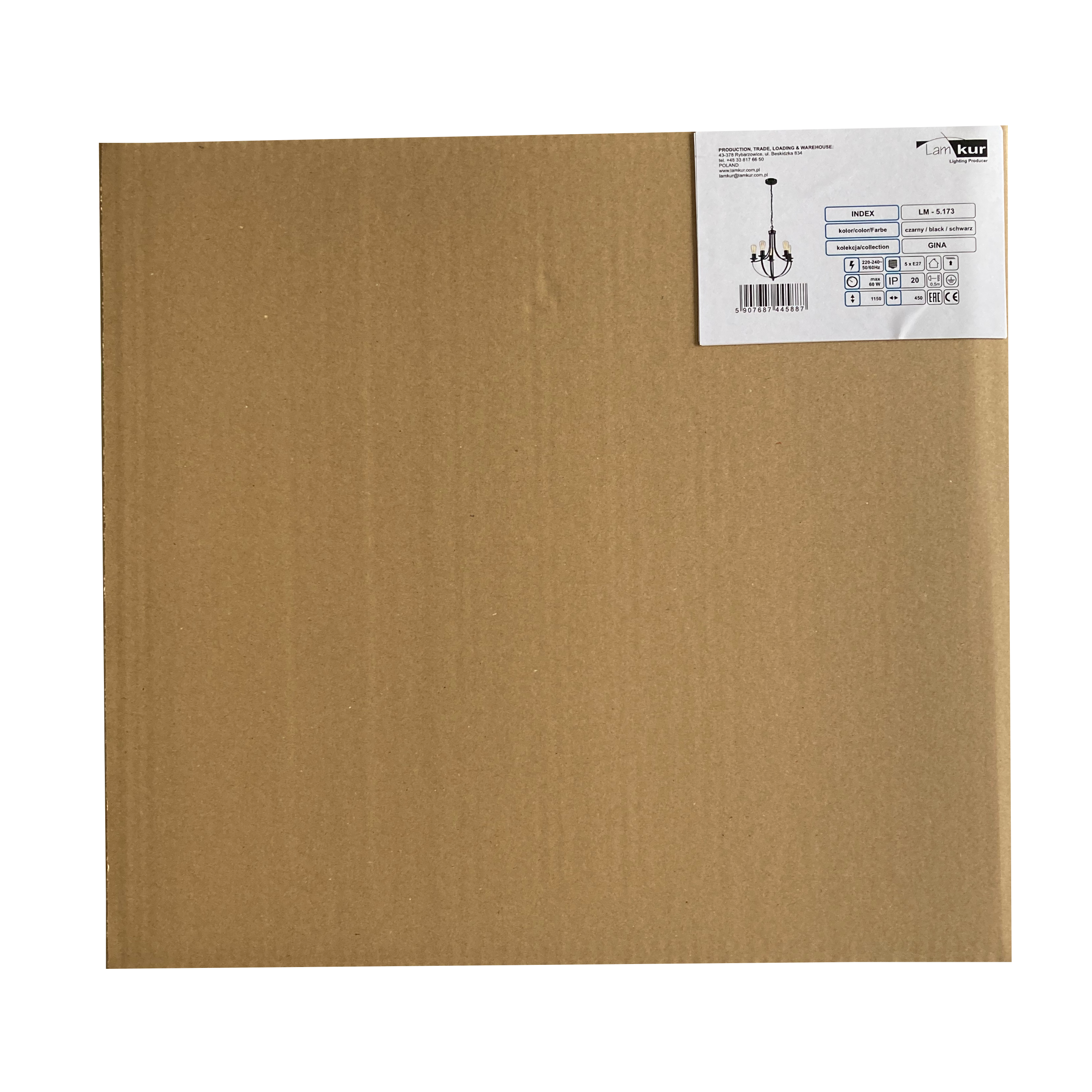 Lampa wisząca Gina czarna 5 x E27 Lamkur - 9