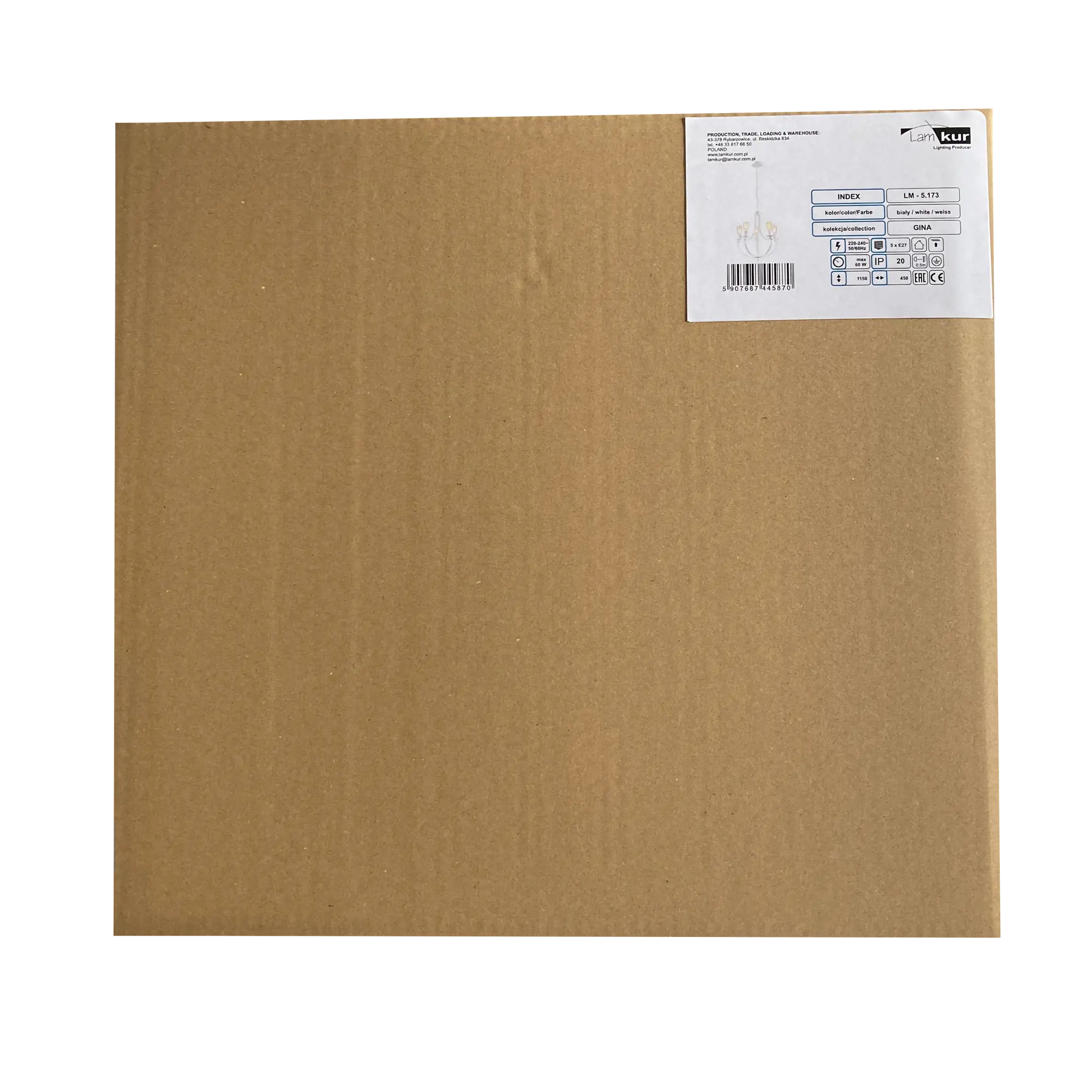 Lampa wisząca Gina biała 5 x E27 Lamkur - 9