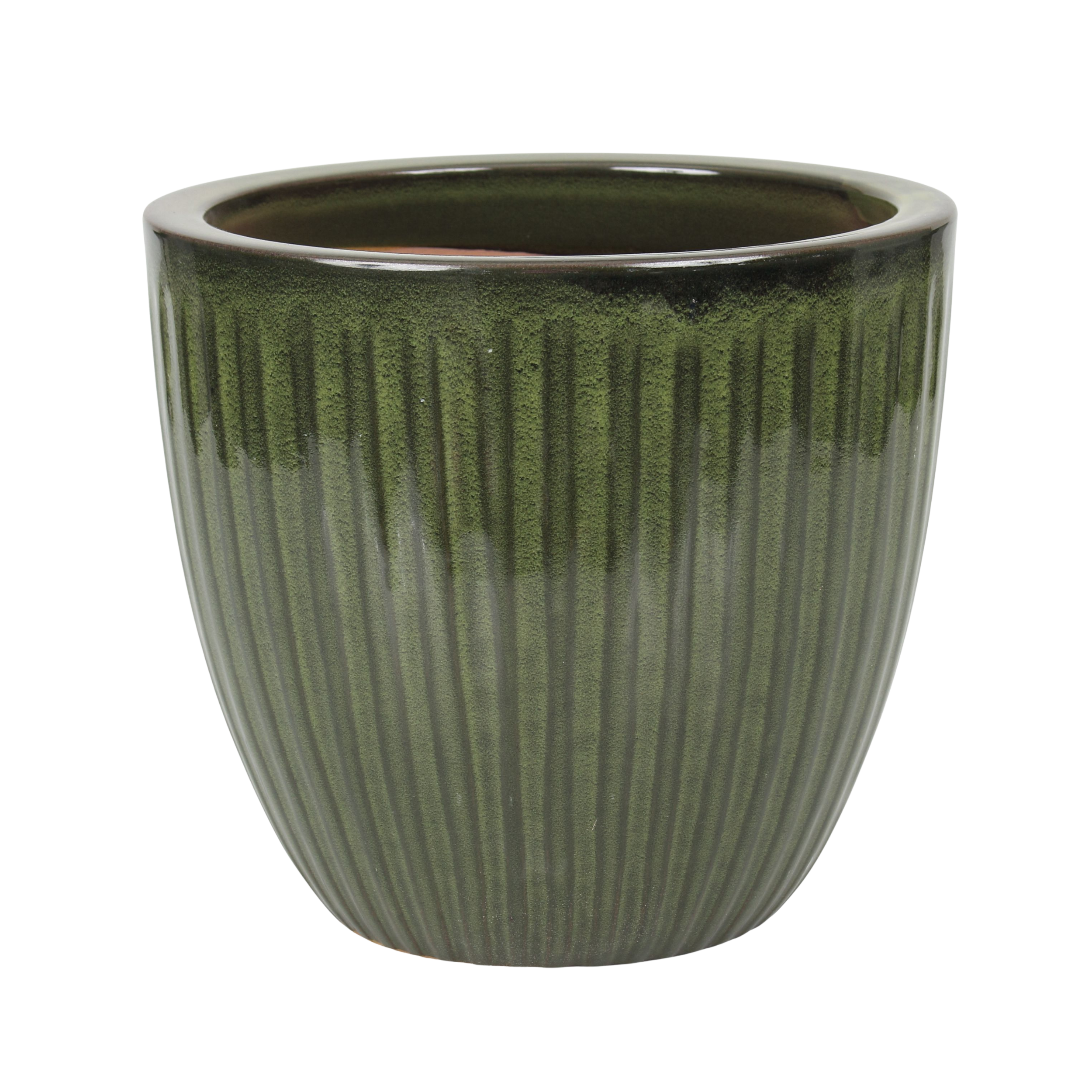 Donica szkliwiona 4377 śr.28cm zielona Cermax