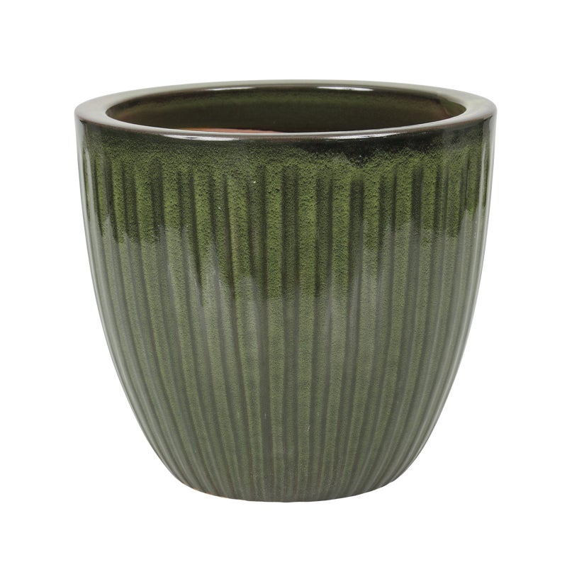 Donica szkliwiona 4377 śr.28cm zielona Cermax