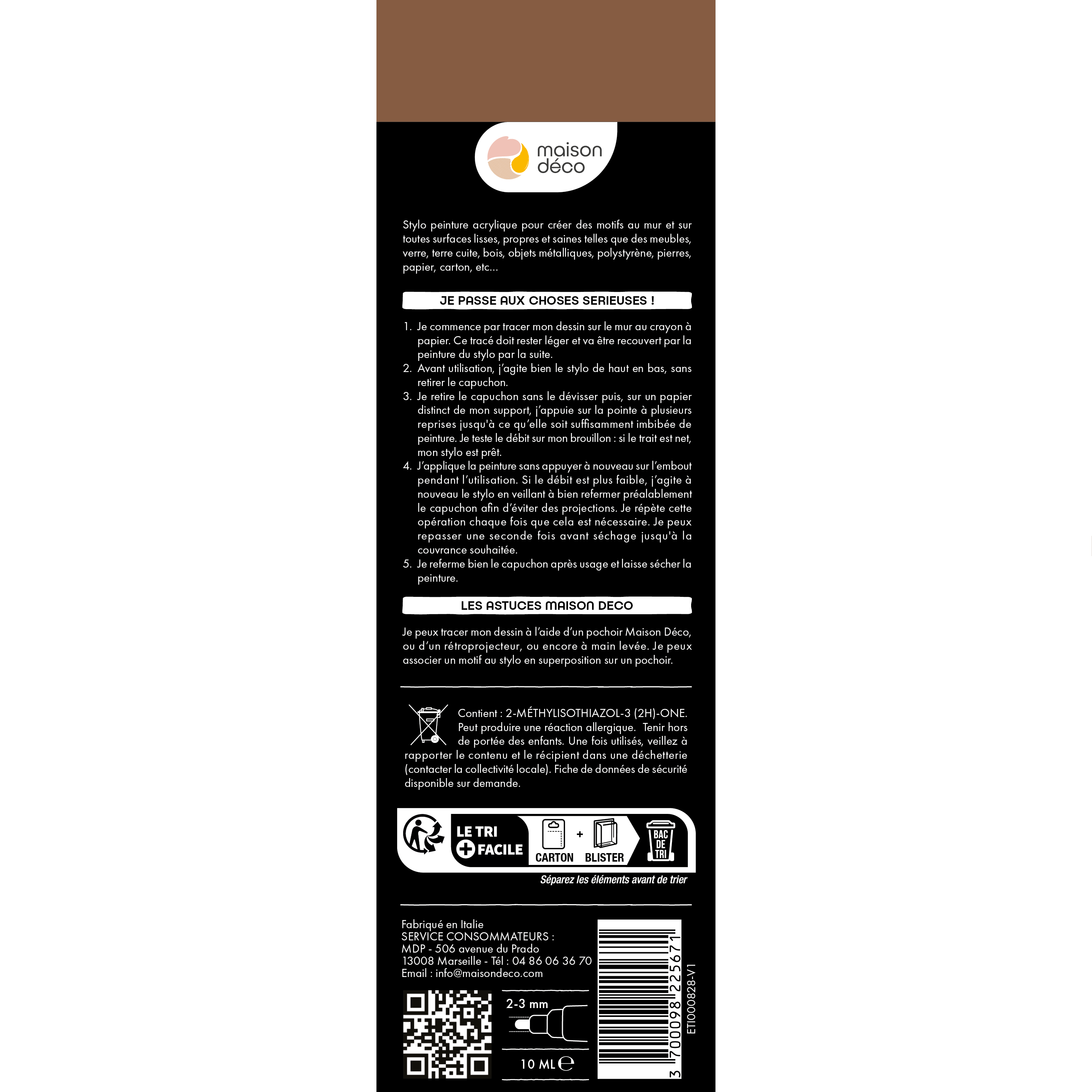 Peinture mur marron satin MAISON DECO Pochoir 0.01L - 5