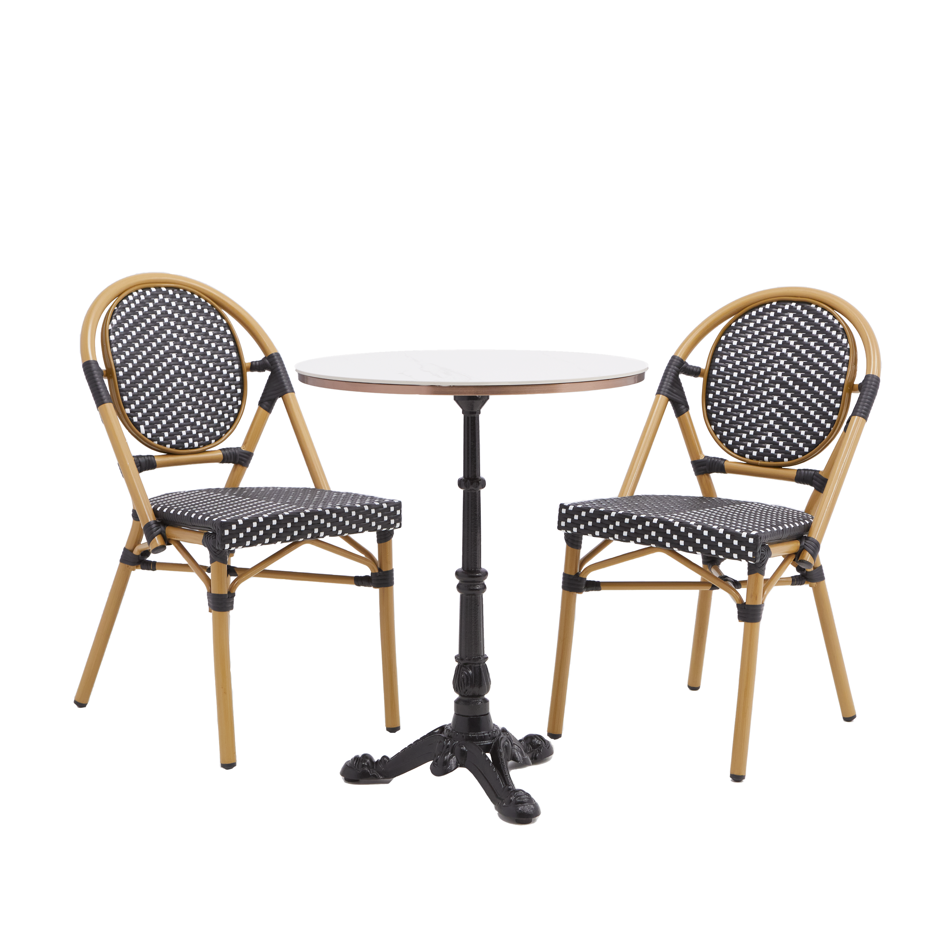 Chaise en aluminium et résine tressée, noir et blanc Paris NATERIAL - 10