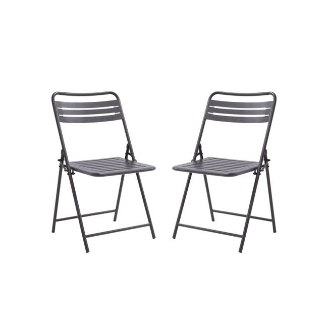 Chaise Café en Acier Anthracite – Lot de 2