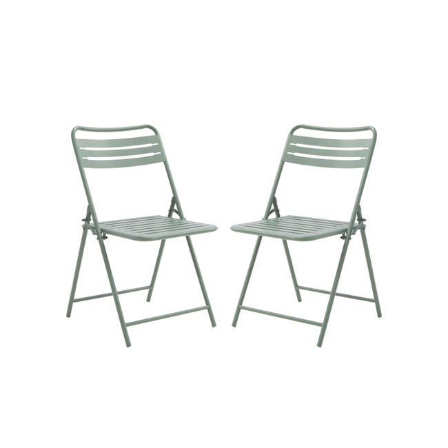 Chaise Pliantes Café en Acier Vert – Lot de 2