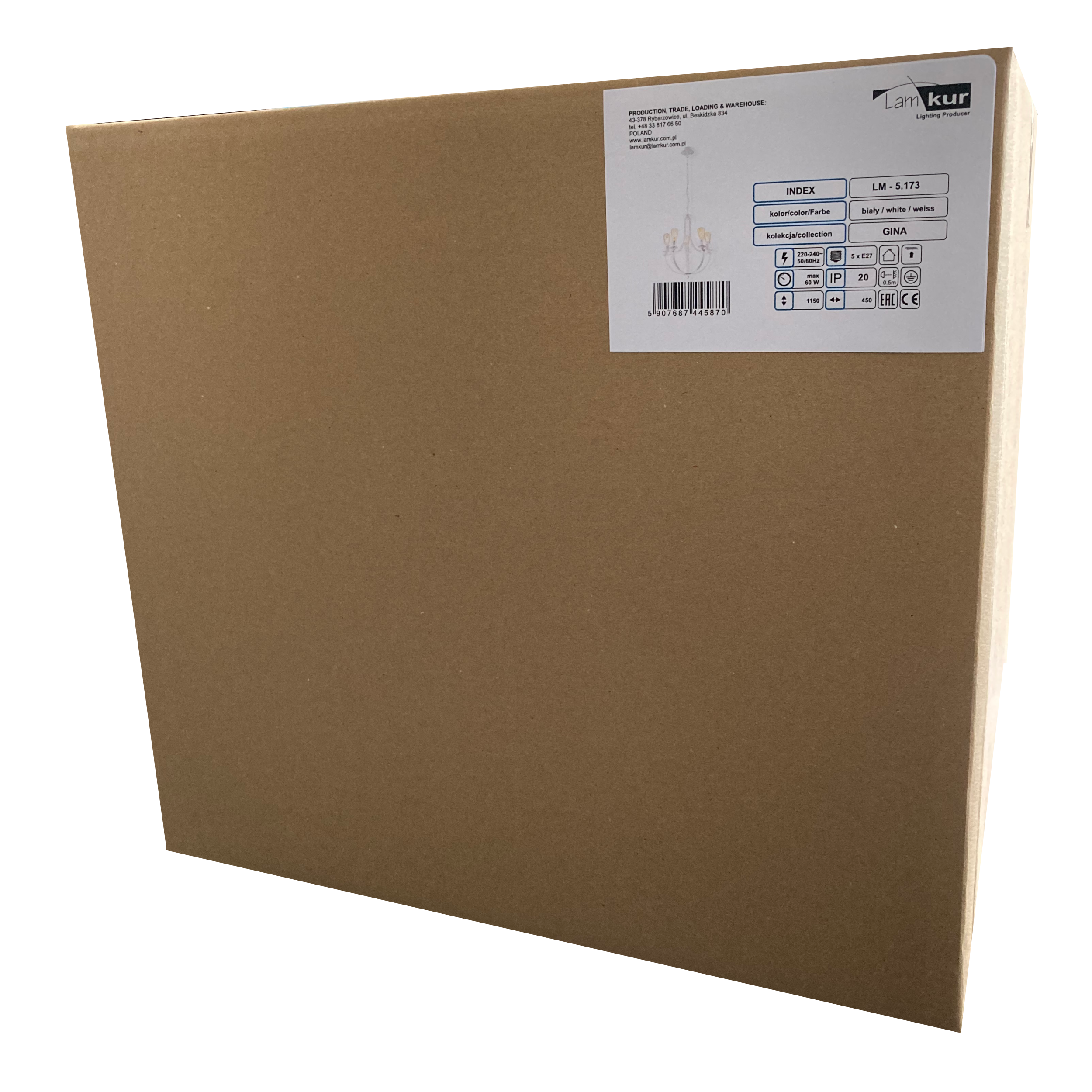 Lampa wisząca Gina biała 5 x E27 Lamkur - 8