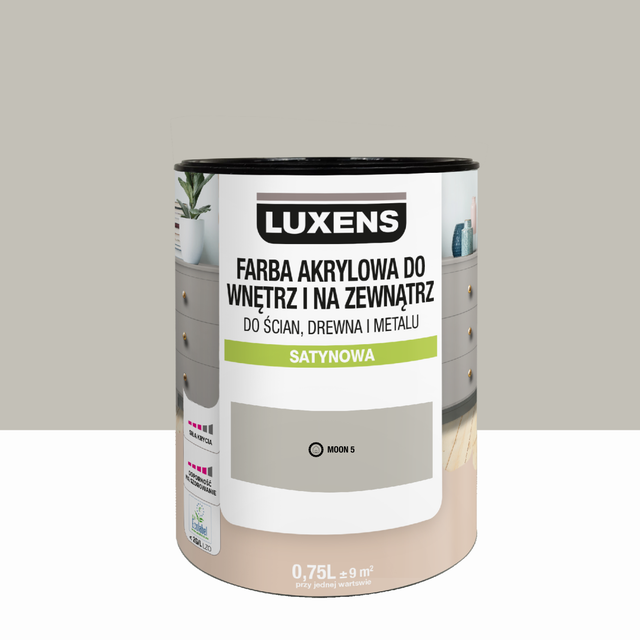 Farba akrylowa do wnętrz i na zewnątrz Luxens 0.75 l Moon 5 Satynowa