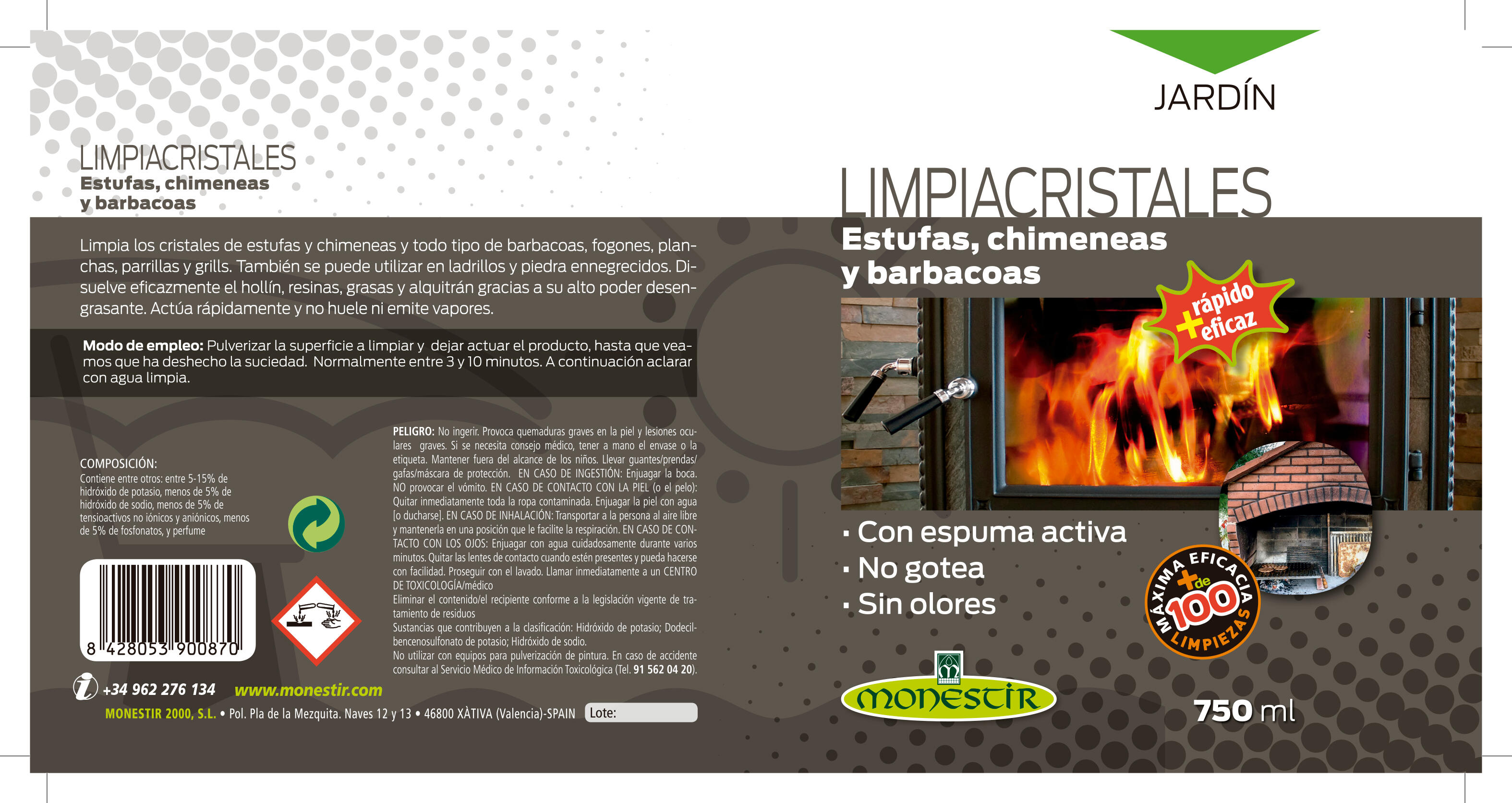 Limpiacristales estufas y chimeneas MONESTIR 750ml - 4