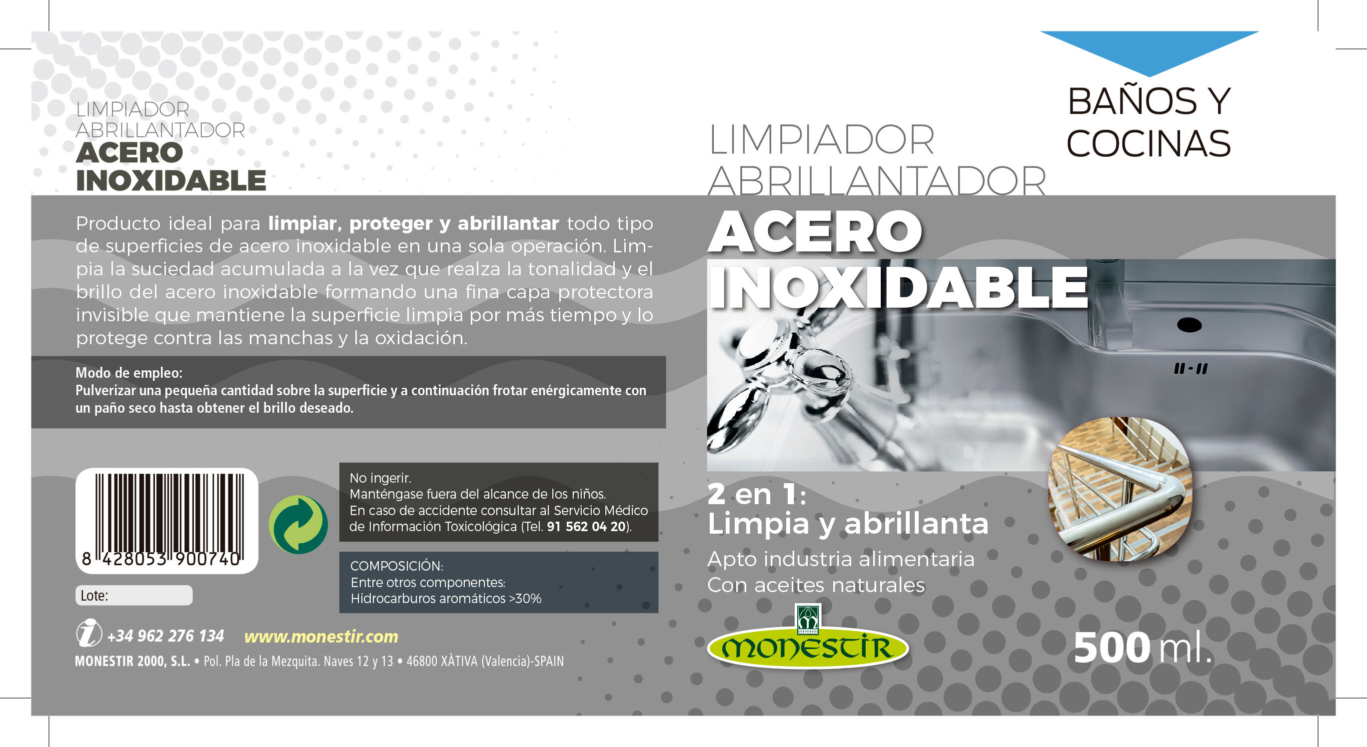 Limpiador abrillantador inox MONESTIR 500ml - 4