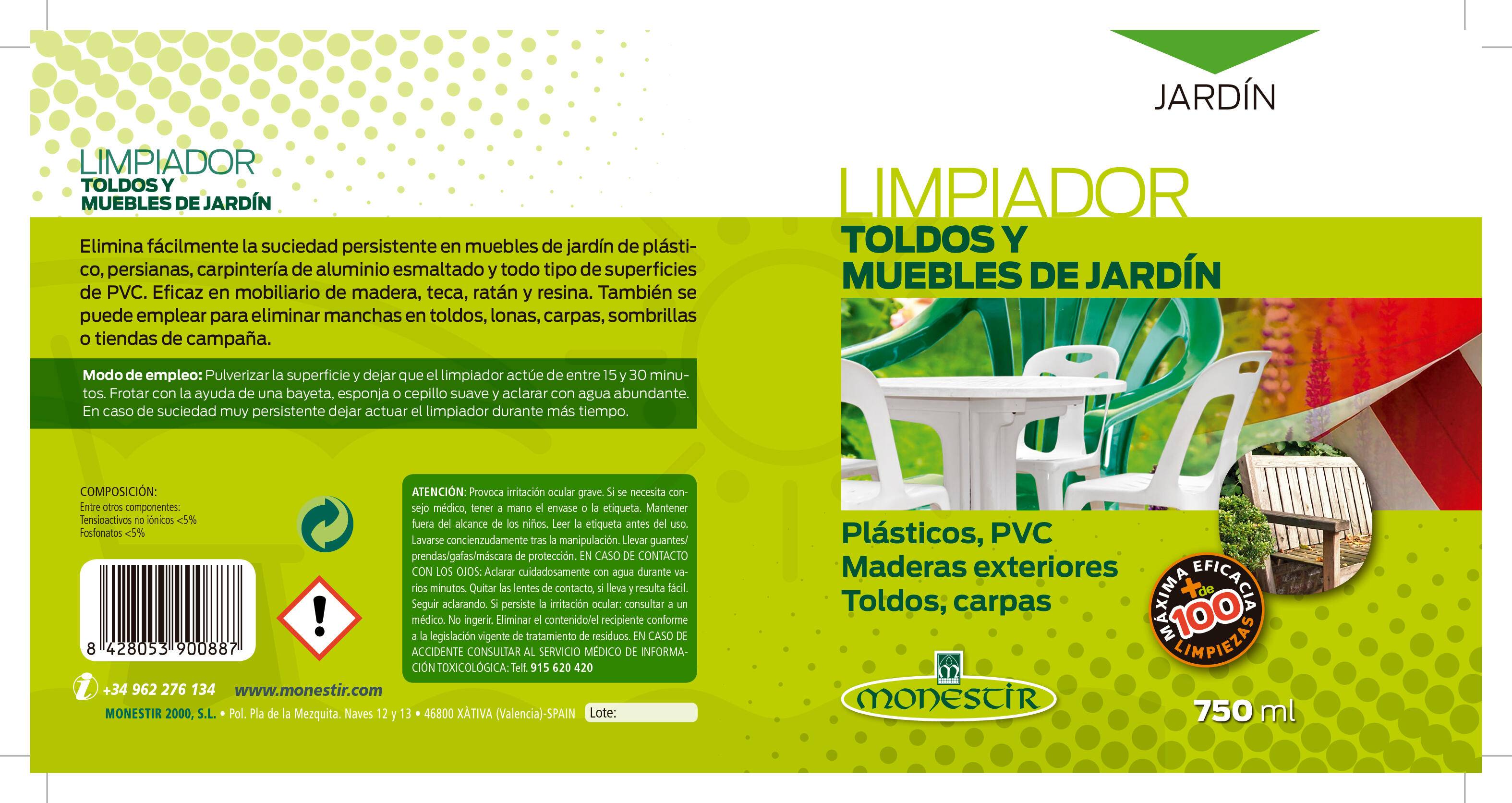 Limpiador toldos y muebles de jardin MONESTIR 750ml - 4