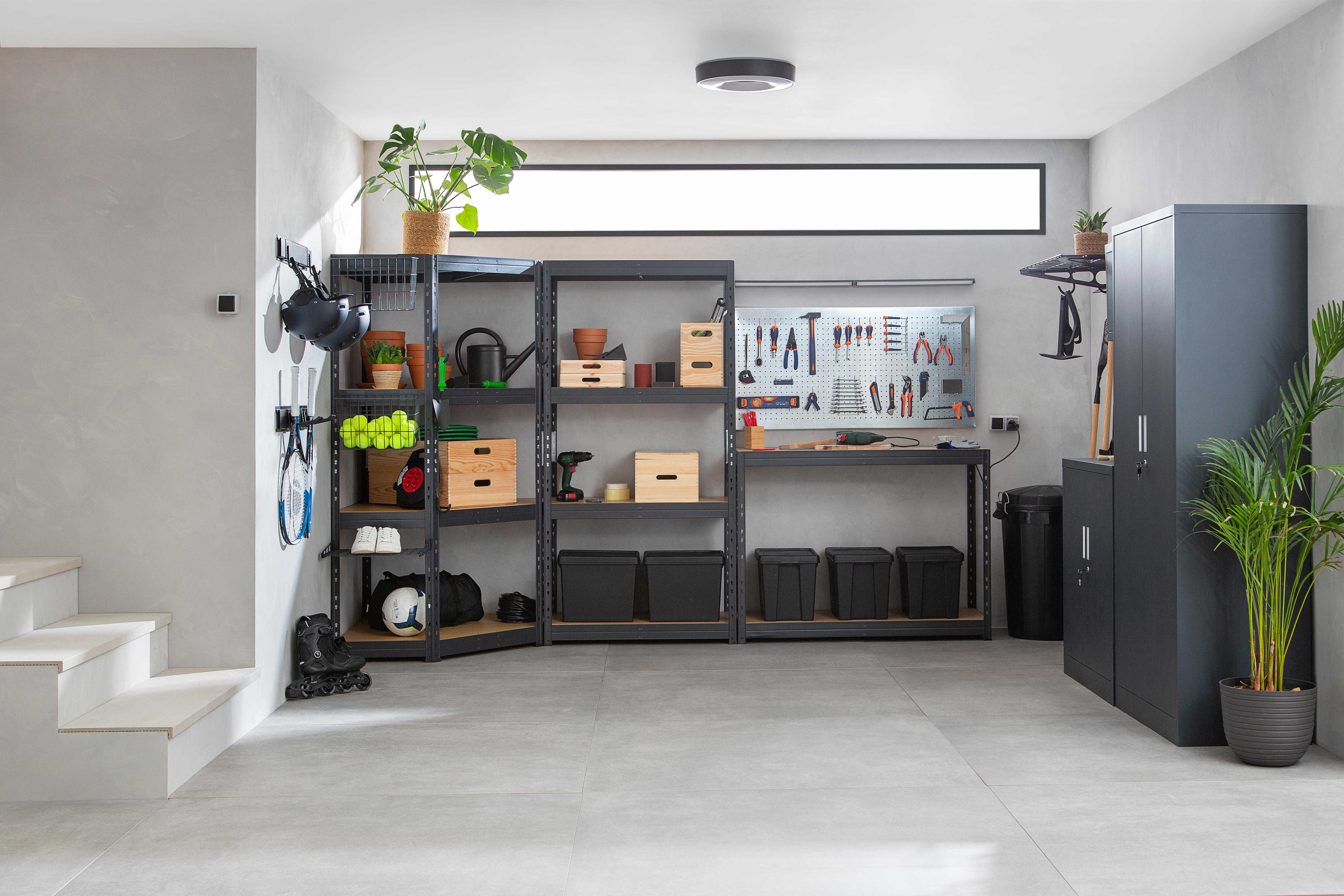 Estantería GARAGE 180x150x45 cm 4 Baldas acero bajo en emisiones. Gris texturizada sin tornillos – 400 kg por balda by AR Shelving - 6