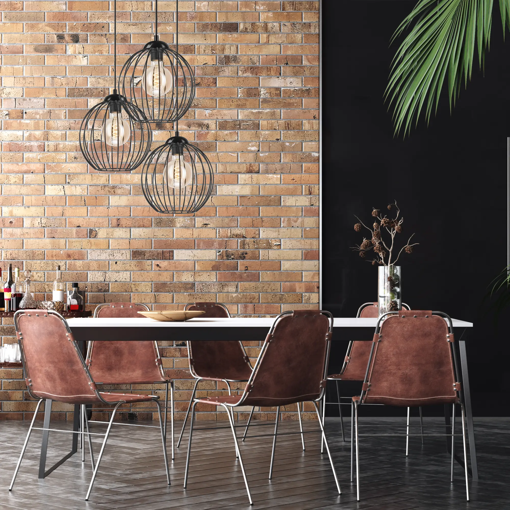 Lampa wisząca Zoya czarna 3 x E27 Lamkur - 2