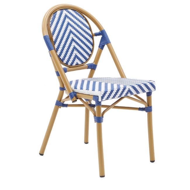 Chaise Paris en Metal Bleu et Blanc