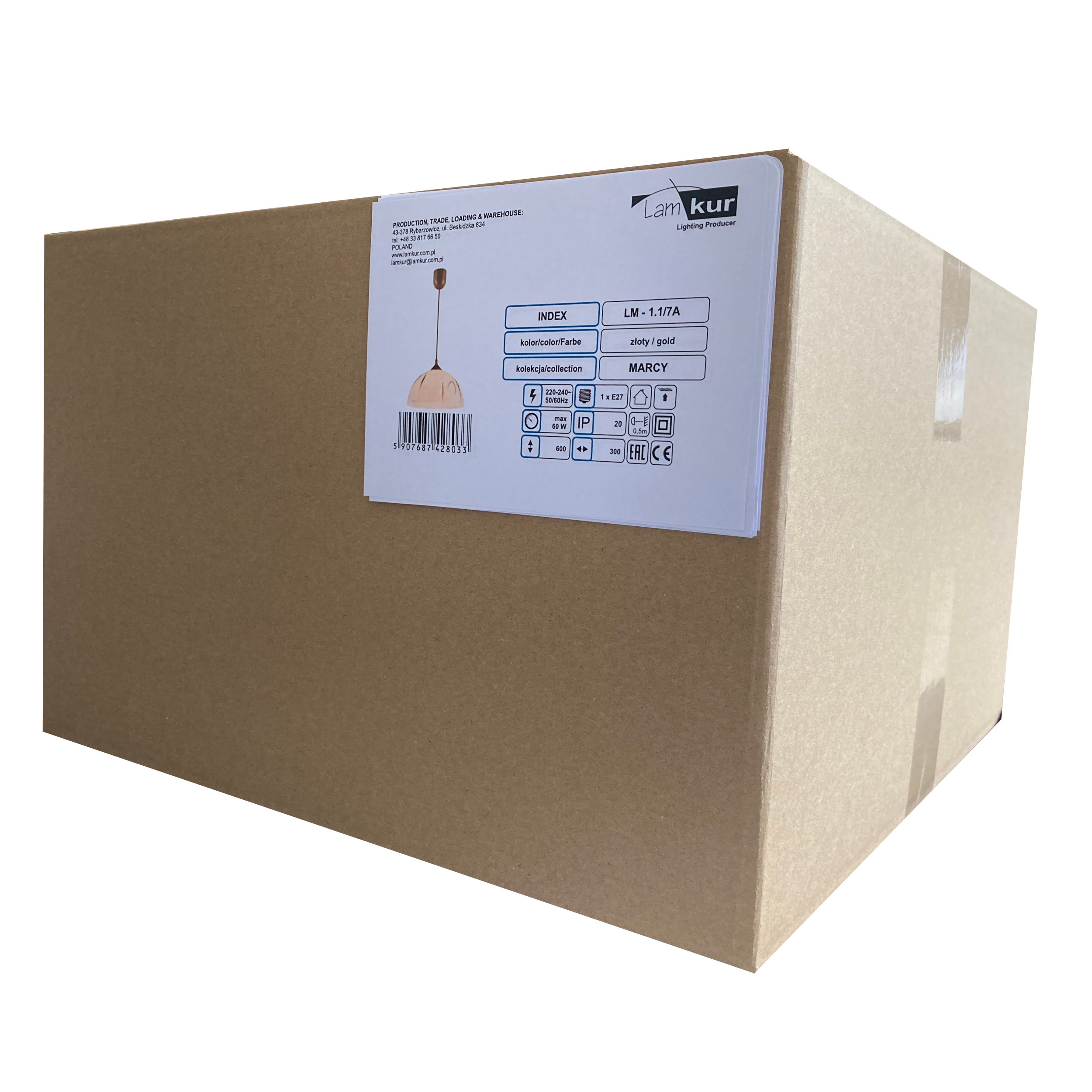 Lampa wisząca Marcy złota E27 Lamkur - 9