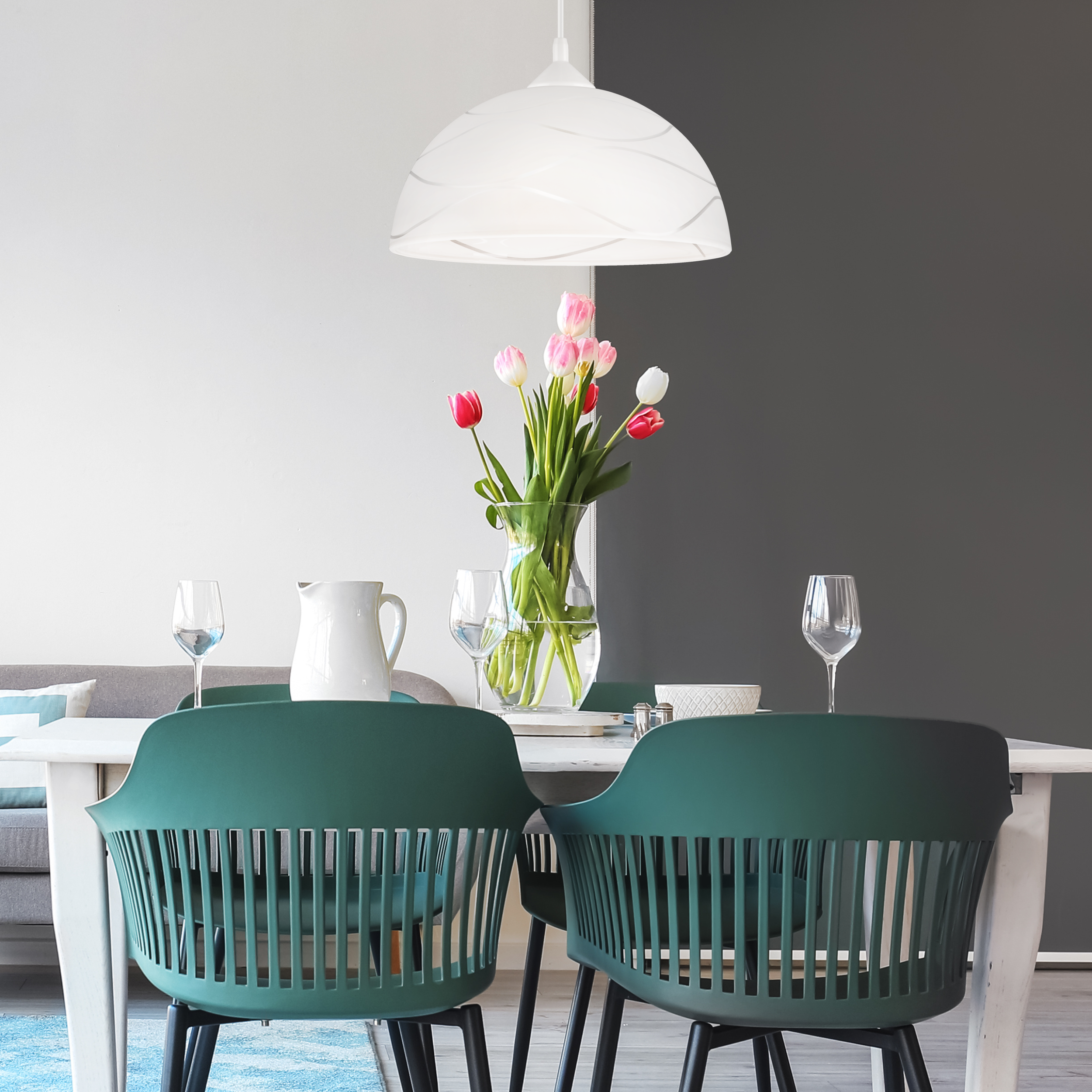 Lampa wisząca Sfera biała E27 Lamkur - 3