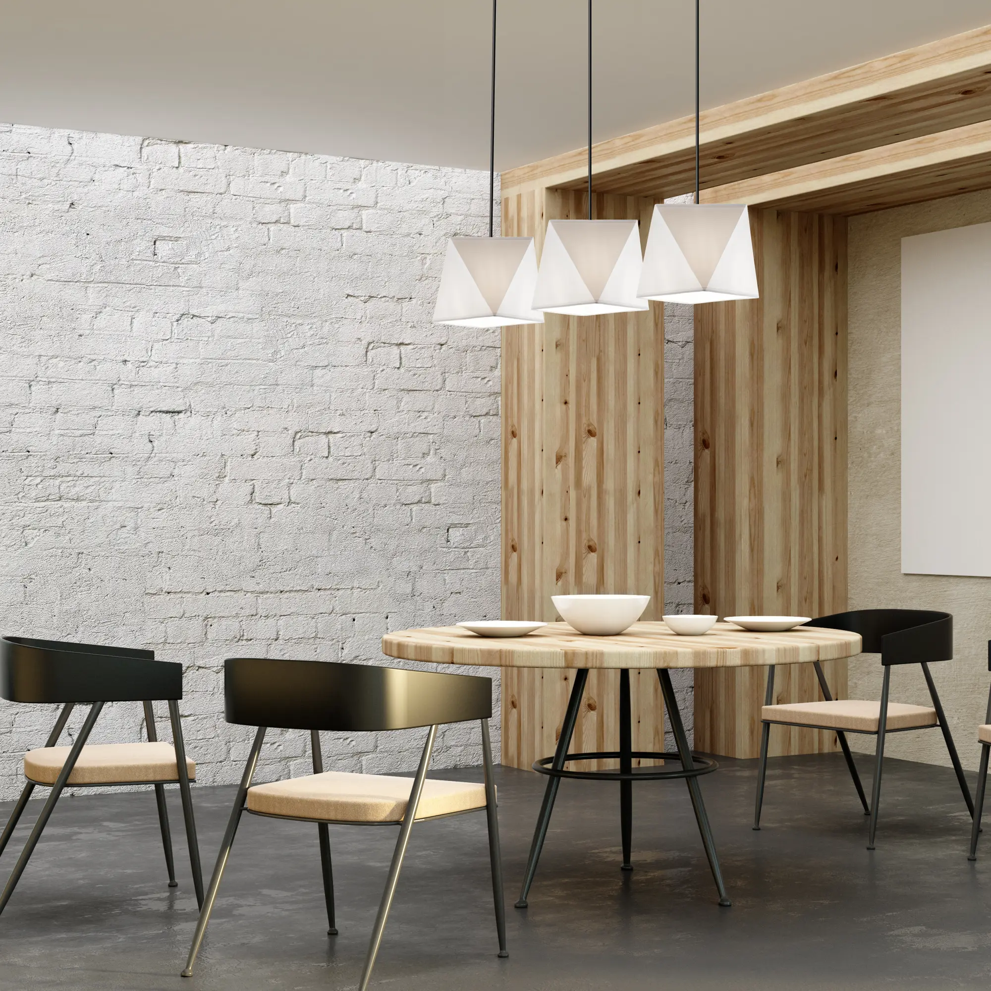 Lampa wisząca Carla czarno-biała 3 x E27 Lamkur - 3