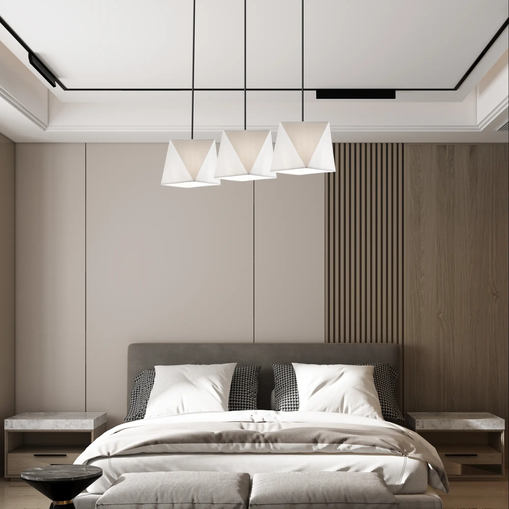 Lampa wisząca Carla czarno-biała 3 x E27 Lamkur - 2