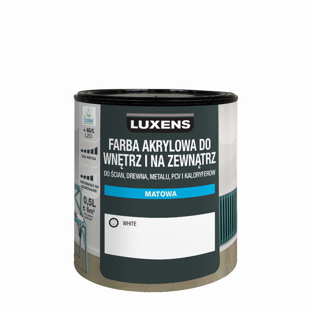 Emalia akrylowa jednowarstwowa 0.5 l White Matowa Luxens