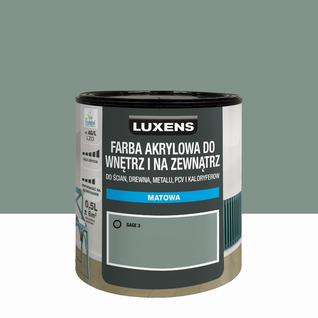 Emalia akrylowa jednowarstowa 0.5 l Sage 3 Matowa Luxens