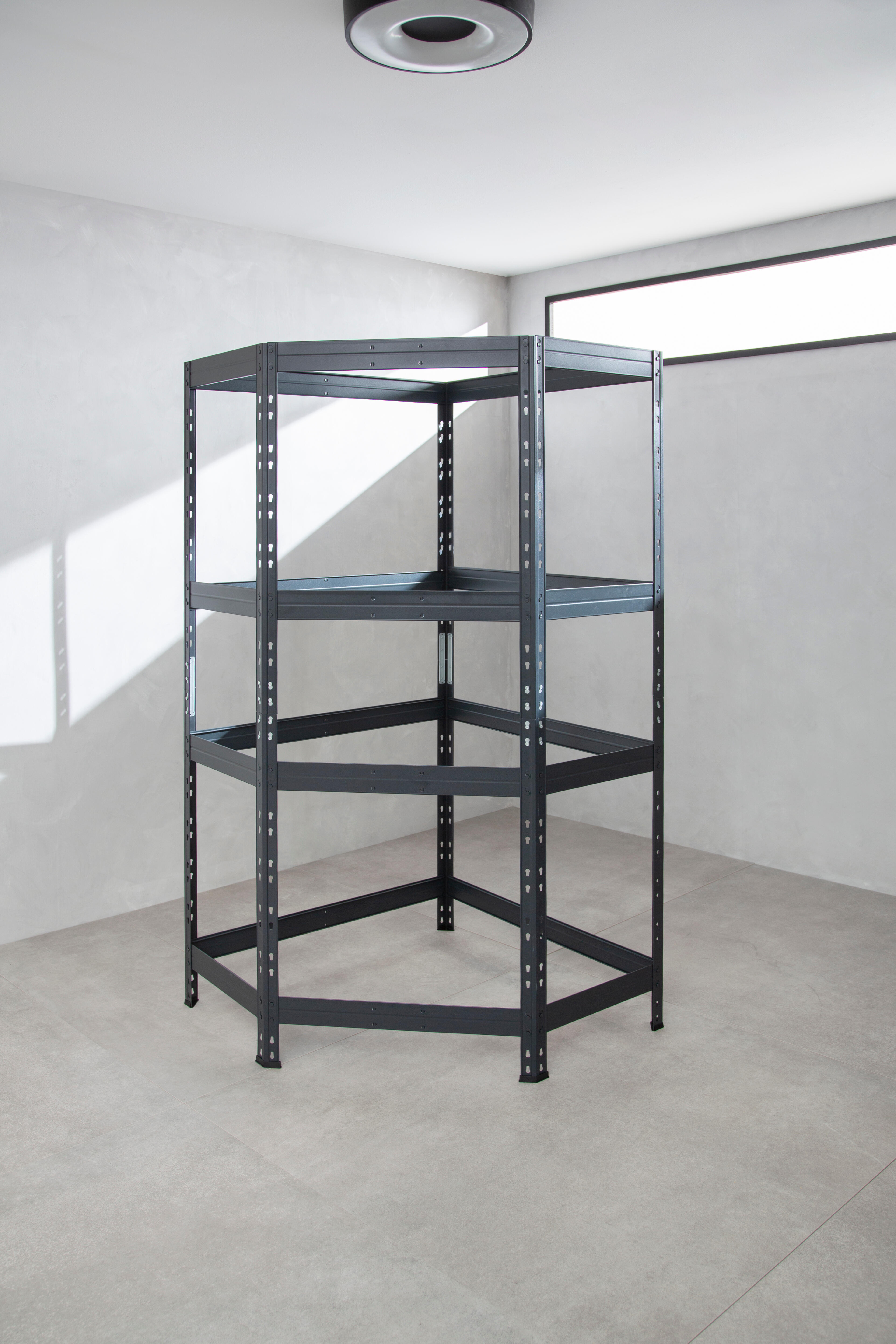 Estante metálica de canto 4 prateleiras madeira 180x90x45 cm 250 kg Ar Shelving - 22