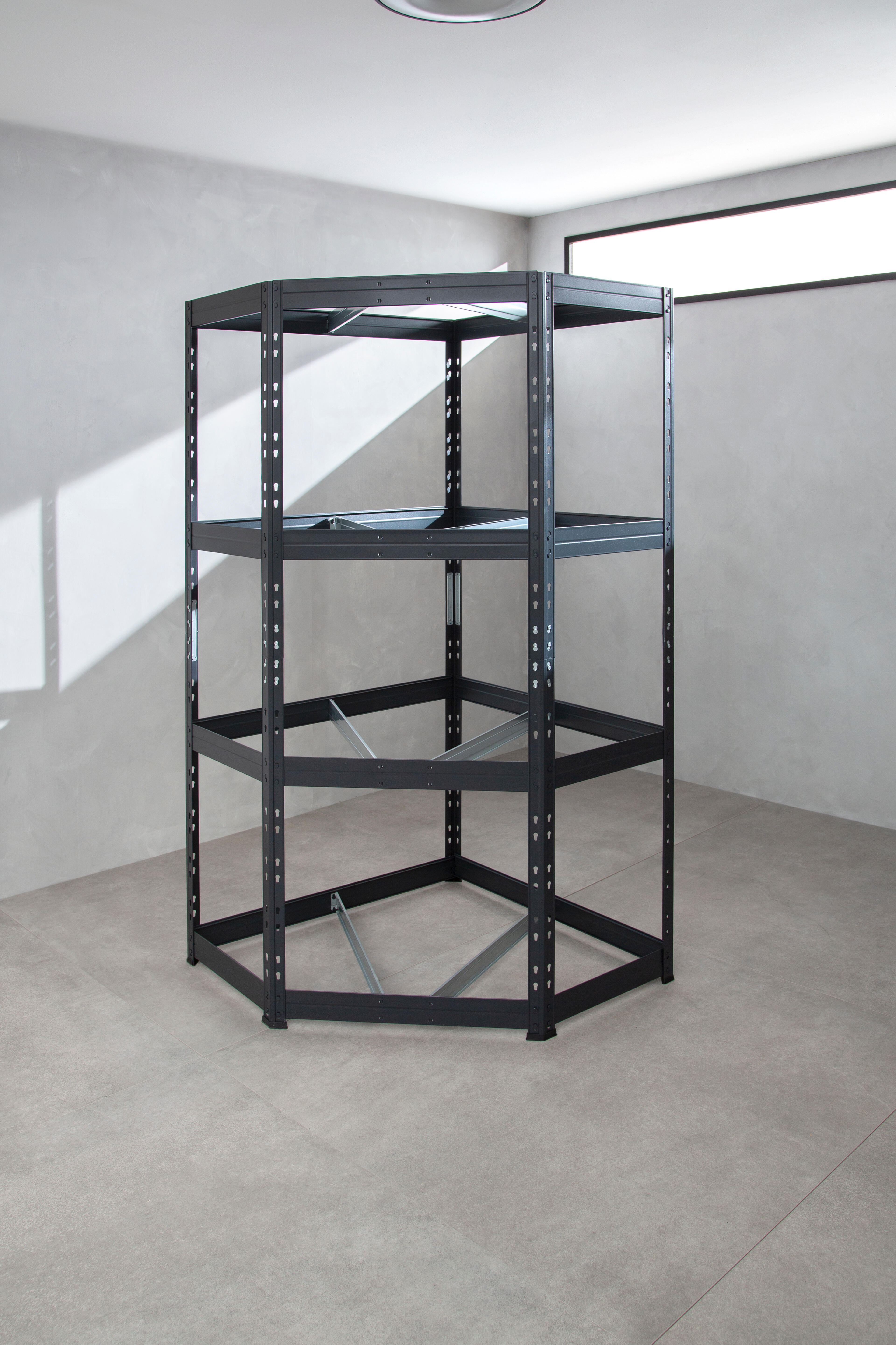 Estante metálica de canto 4 prateleiras madeira 180x90x45 cm 250 kg Ar Shelving - 19