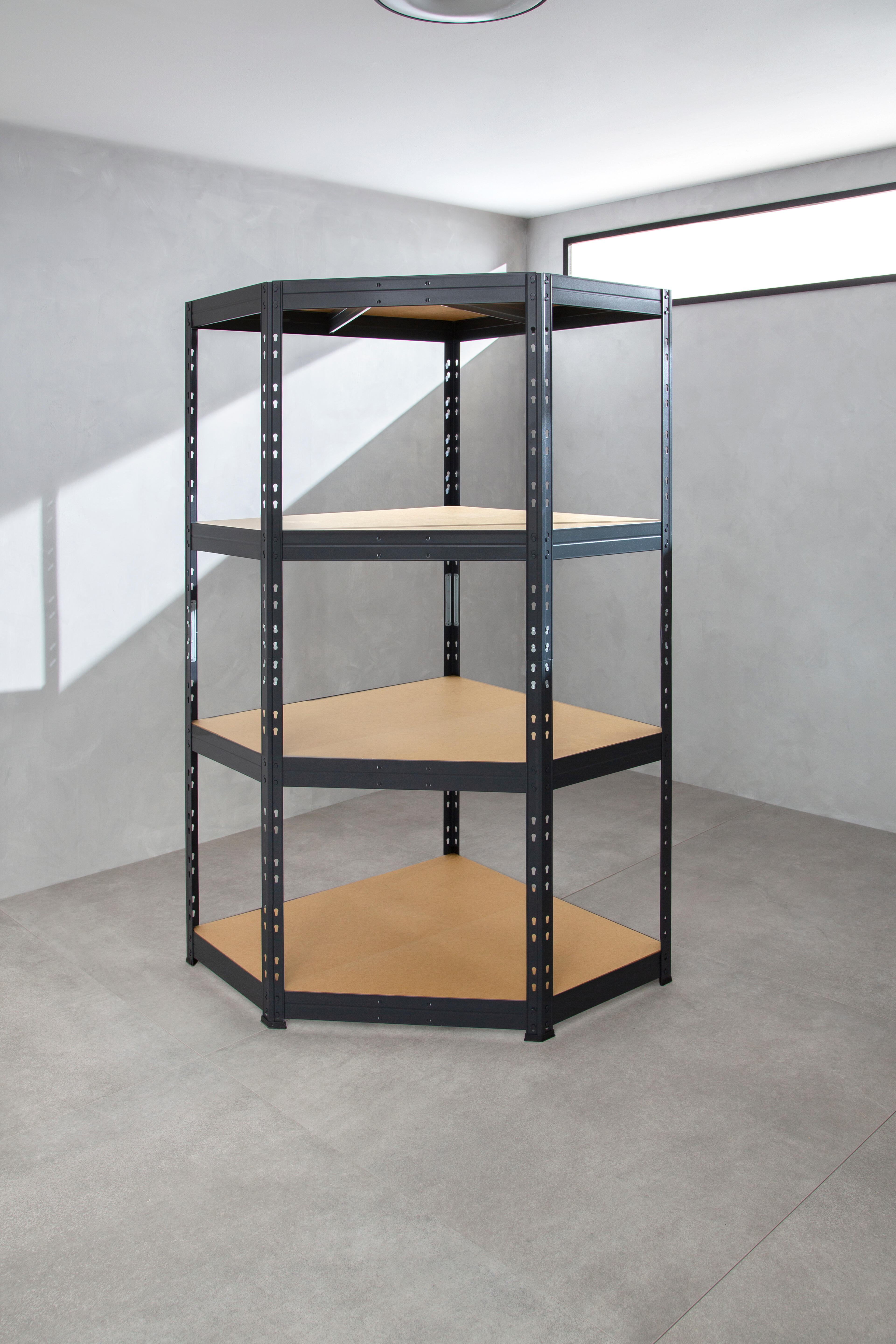 Estante metálica de canto 4 prateleiras madeira 180x90x45 cm 250 kg Ar Shelving - 18