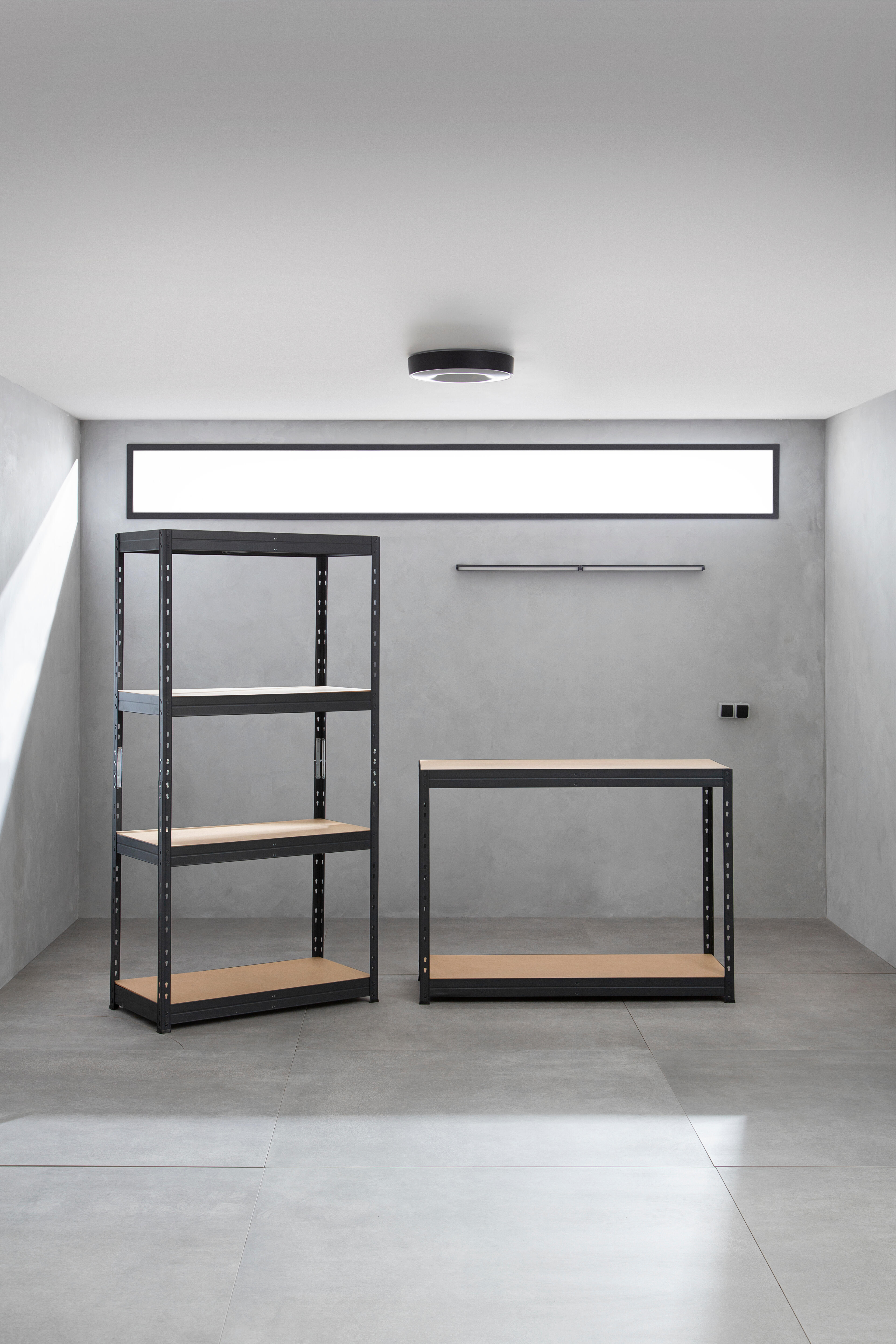 Estante metálica preto 4 prateleiras MDF 90x45x180 cm 360 kg Ar Shelving - 10