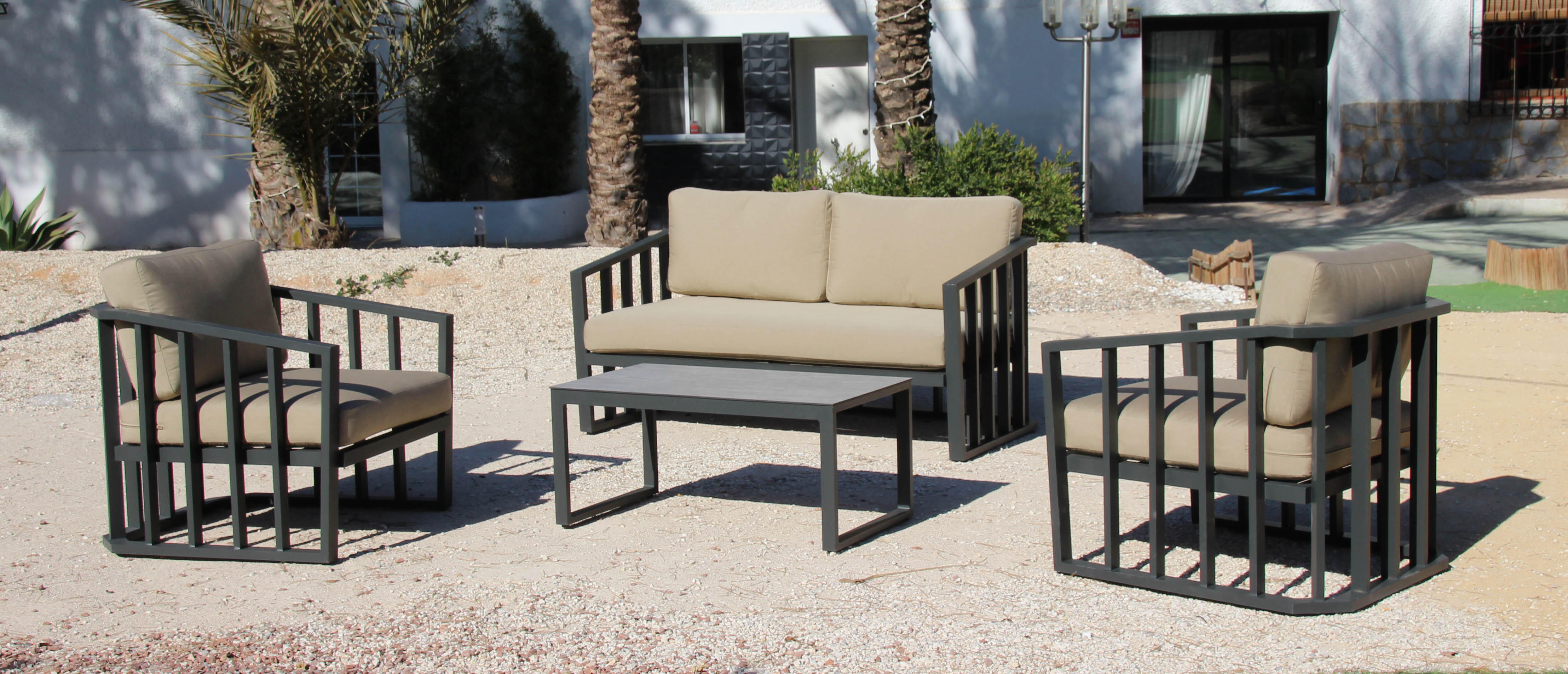 Set de jardín sena de 4 plazas antracita