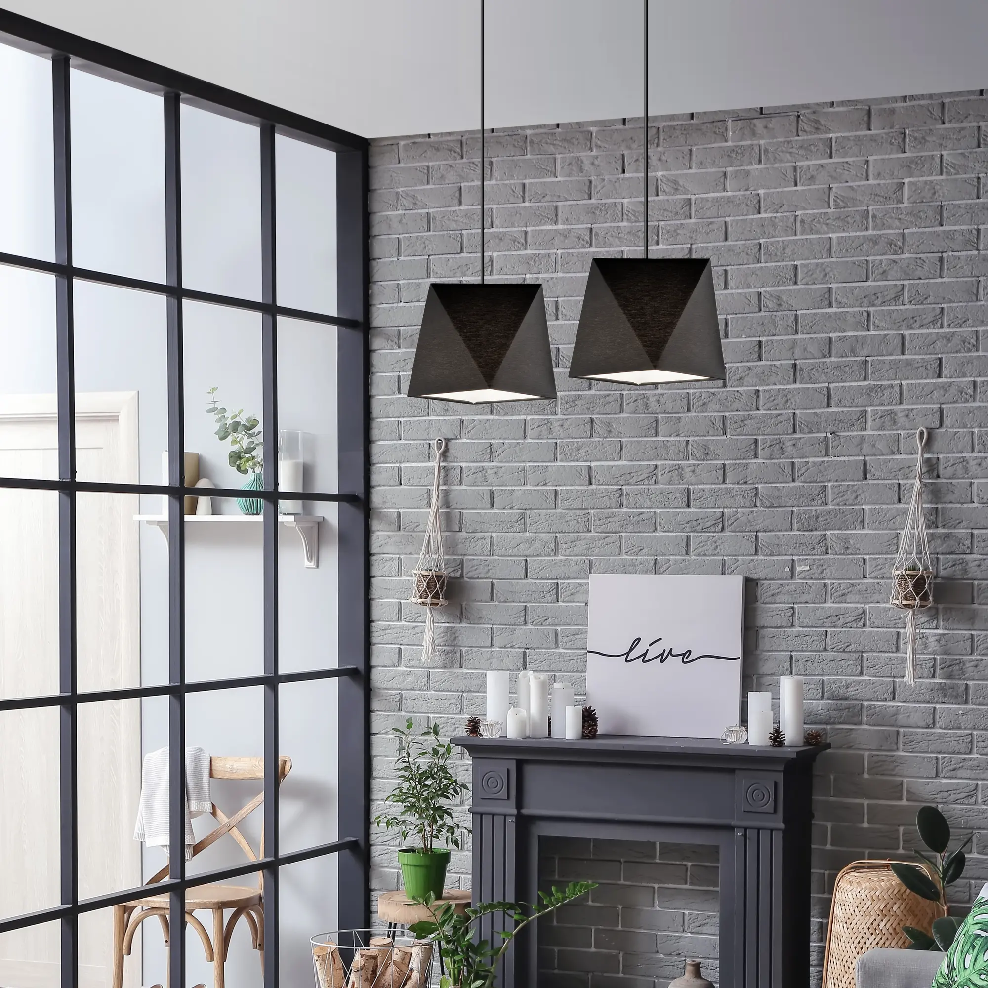 Lampa wisząca Carla czarna 2 x E27 Lamkur - 3