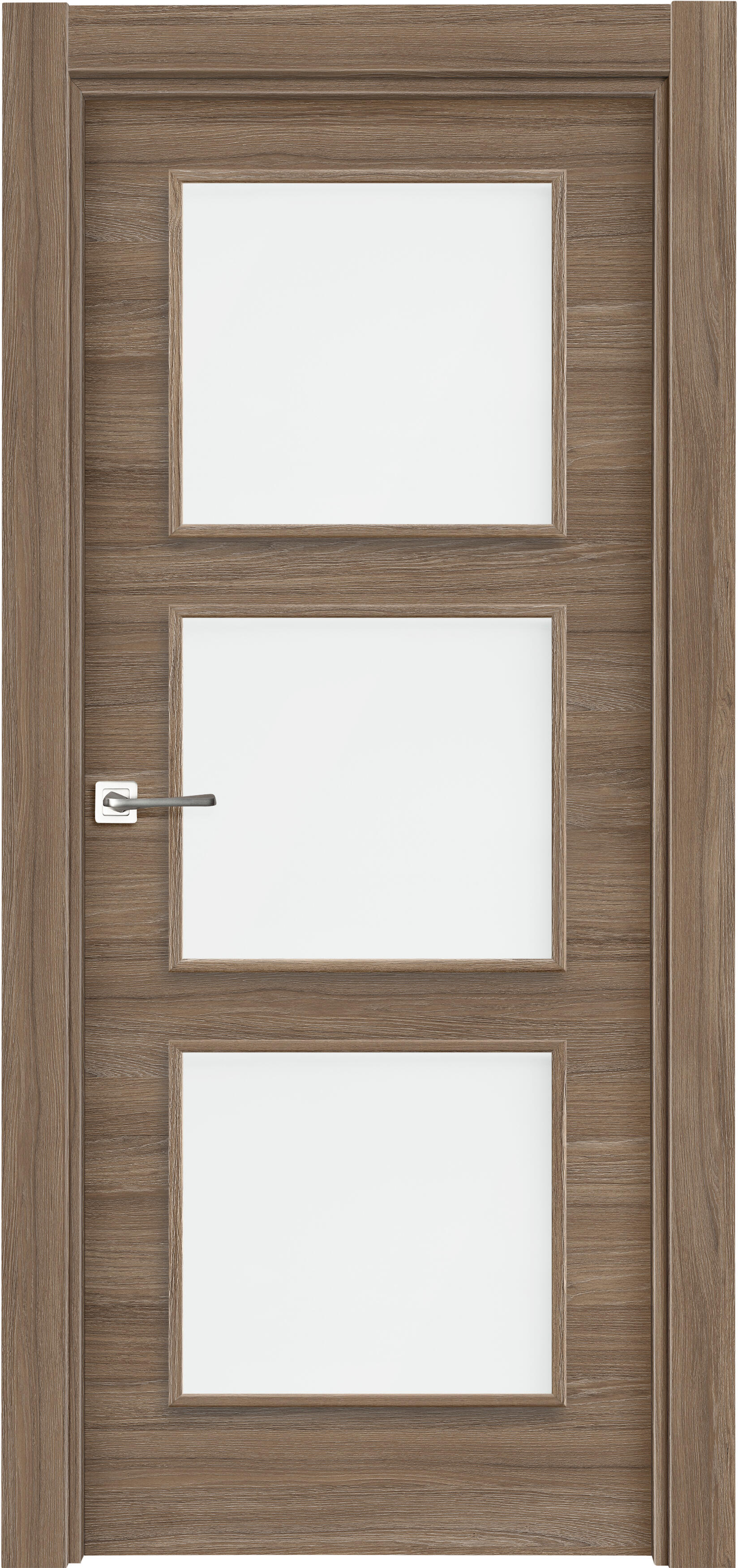 Puerta de interior abatible vidriera con cristal incluido estructura maciza acabado laminado serie line oslo coffe nogal apertura derecha cerco de 70 x 30 anchura 72.5 cm