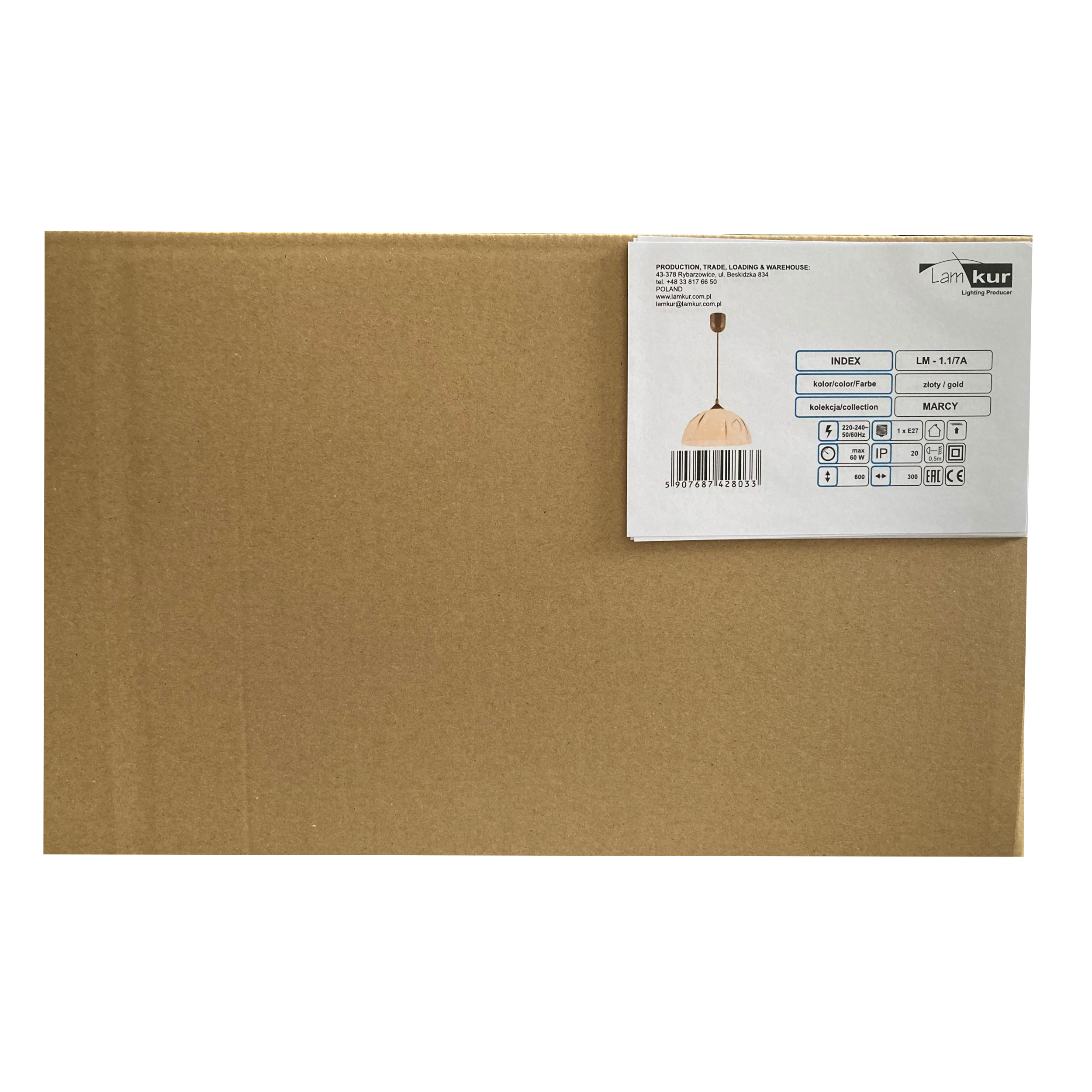 Lampa wisząca Marcy złota E27 Lamkur - 8