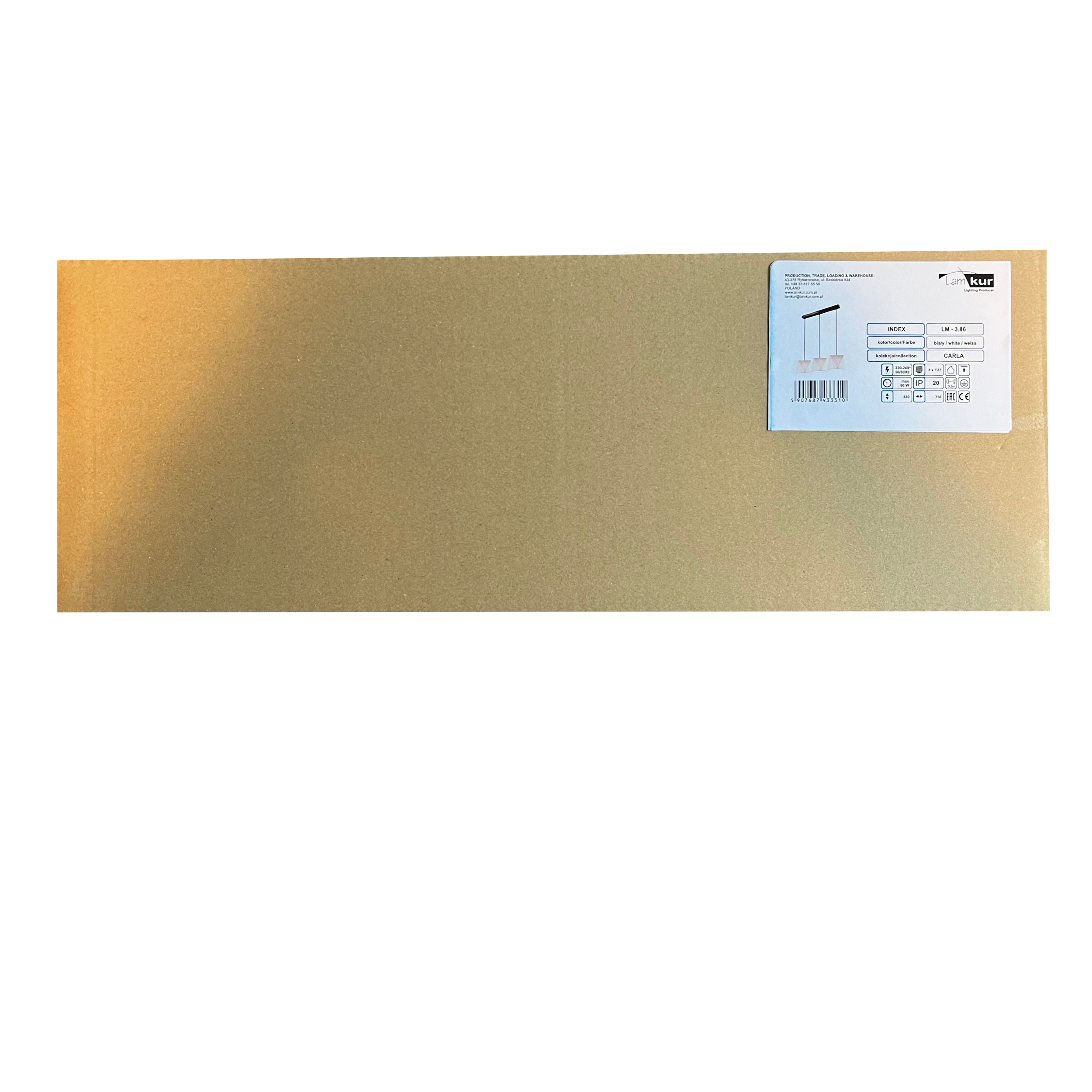 Lampa wisząca Carla czarno-biała 3 x E27 Lamkur - 6