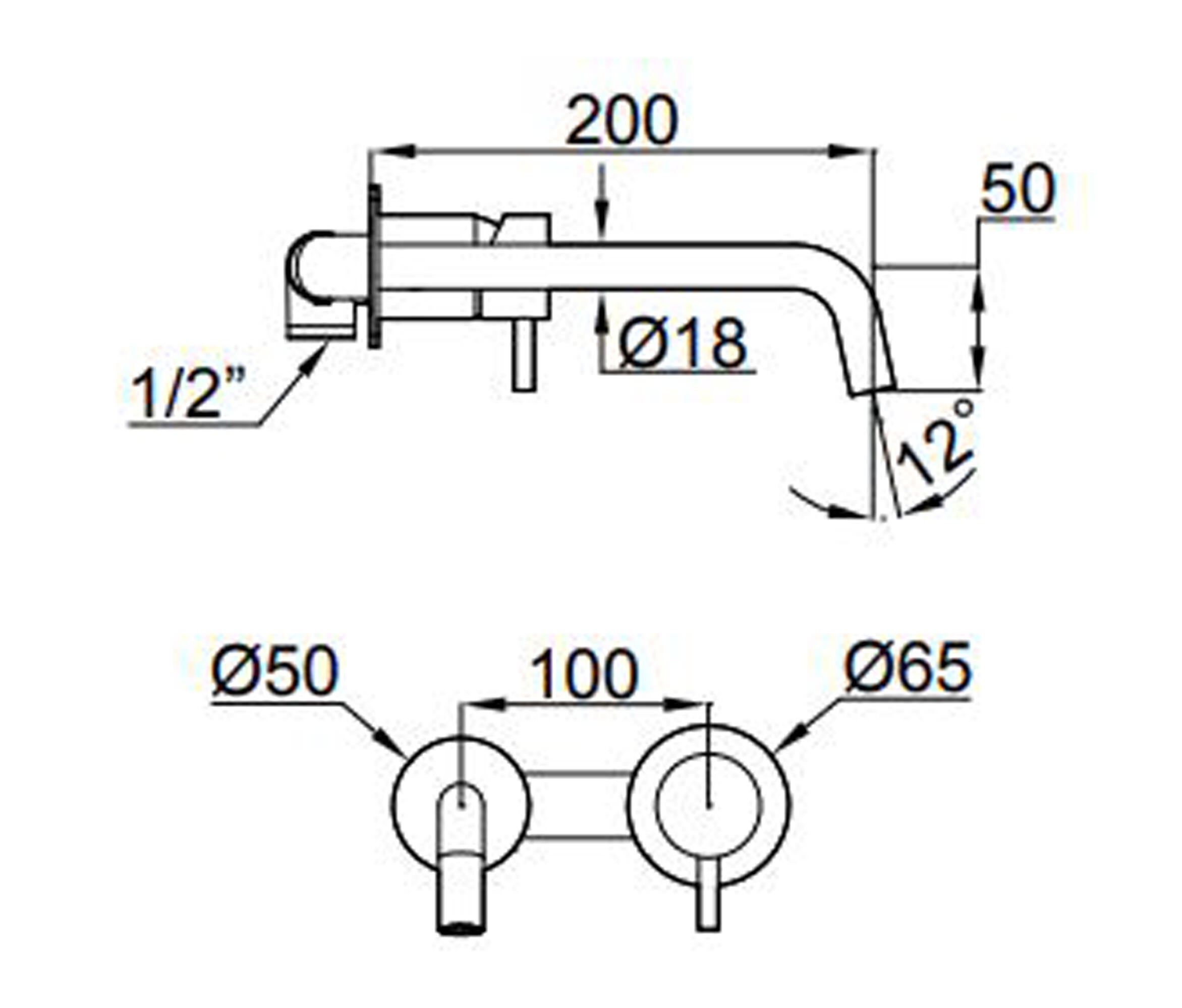 Grifo de lavabo empotrado MAIER LOOK monomando negro mate. Apertura en frío. Latón.  - 3