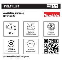 Tagliacavi A Batteria Makita DUC150Z01 15,2 Cm - Motore Brushless 18V Per Potatura Rami Piccoli E Medi